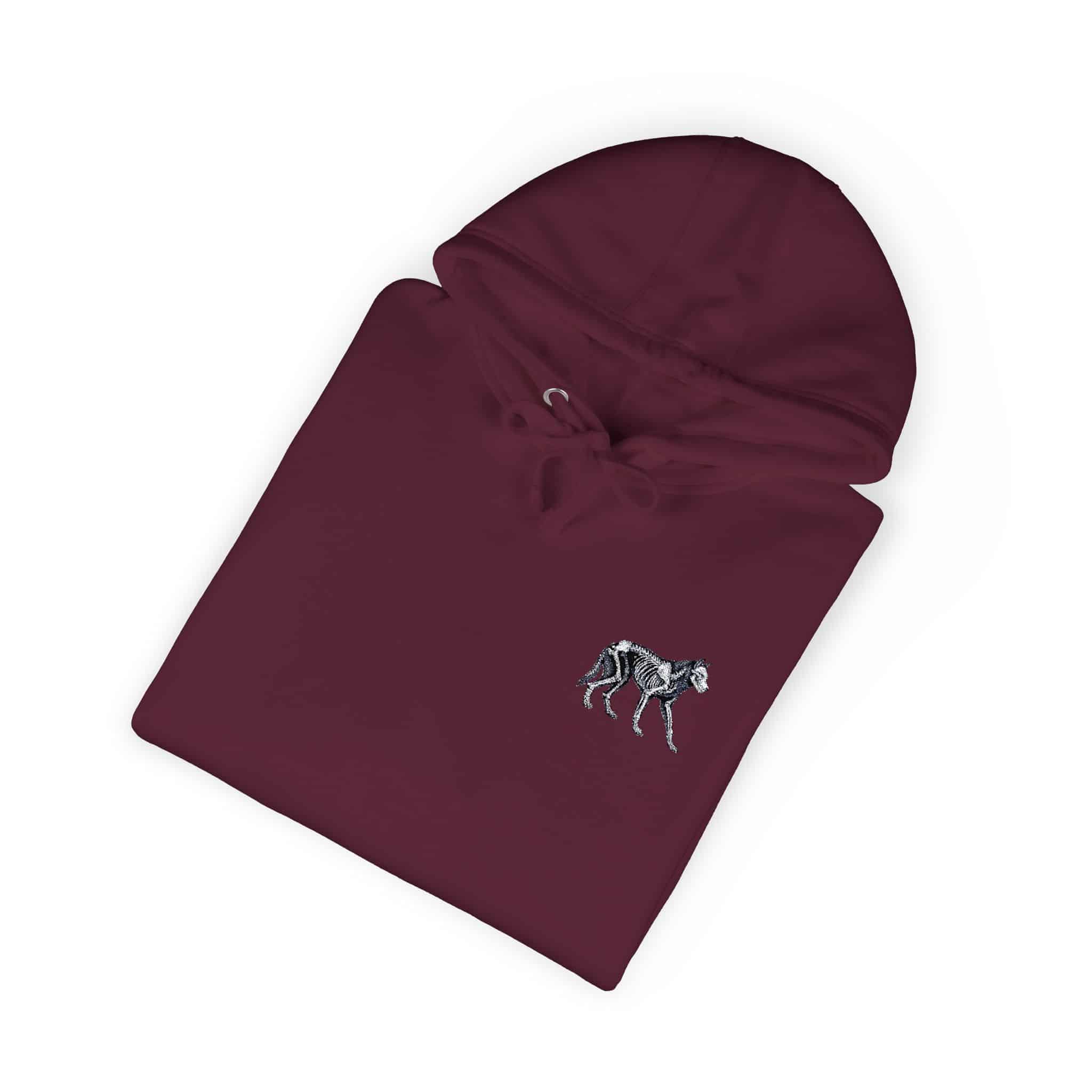 Vector Wolf Skeleton Illustration Vintage Engraving Style Unisex Fleece Hoodie - Image 32