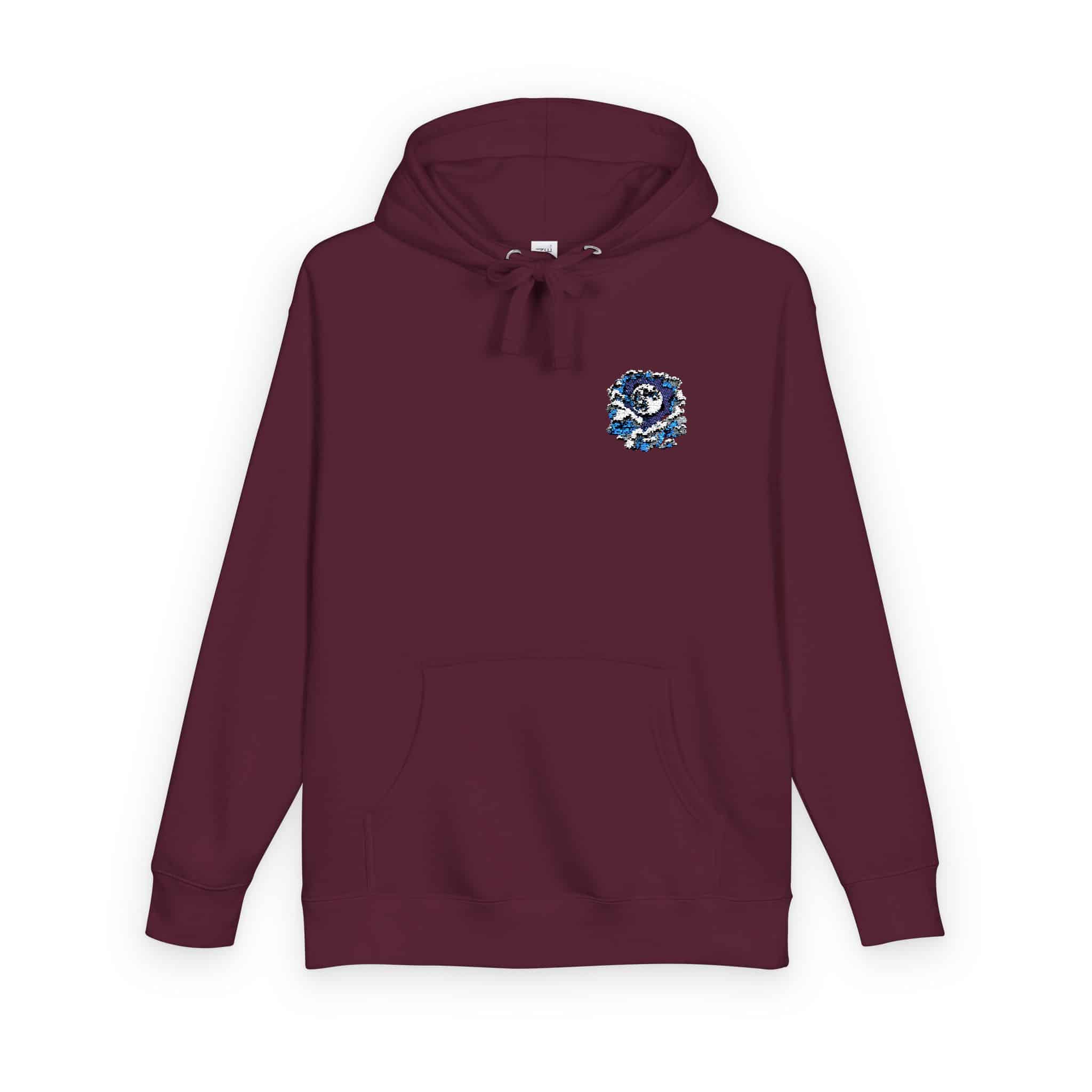Watercolor Full Moon Clouds Elements Set Unisex Fleece Hoodie - Image 30