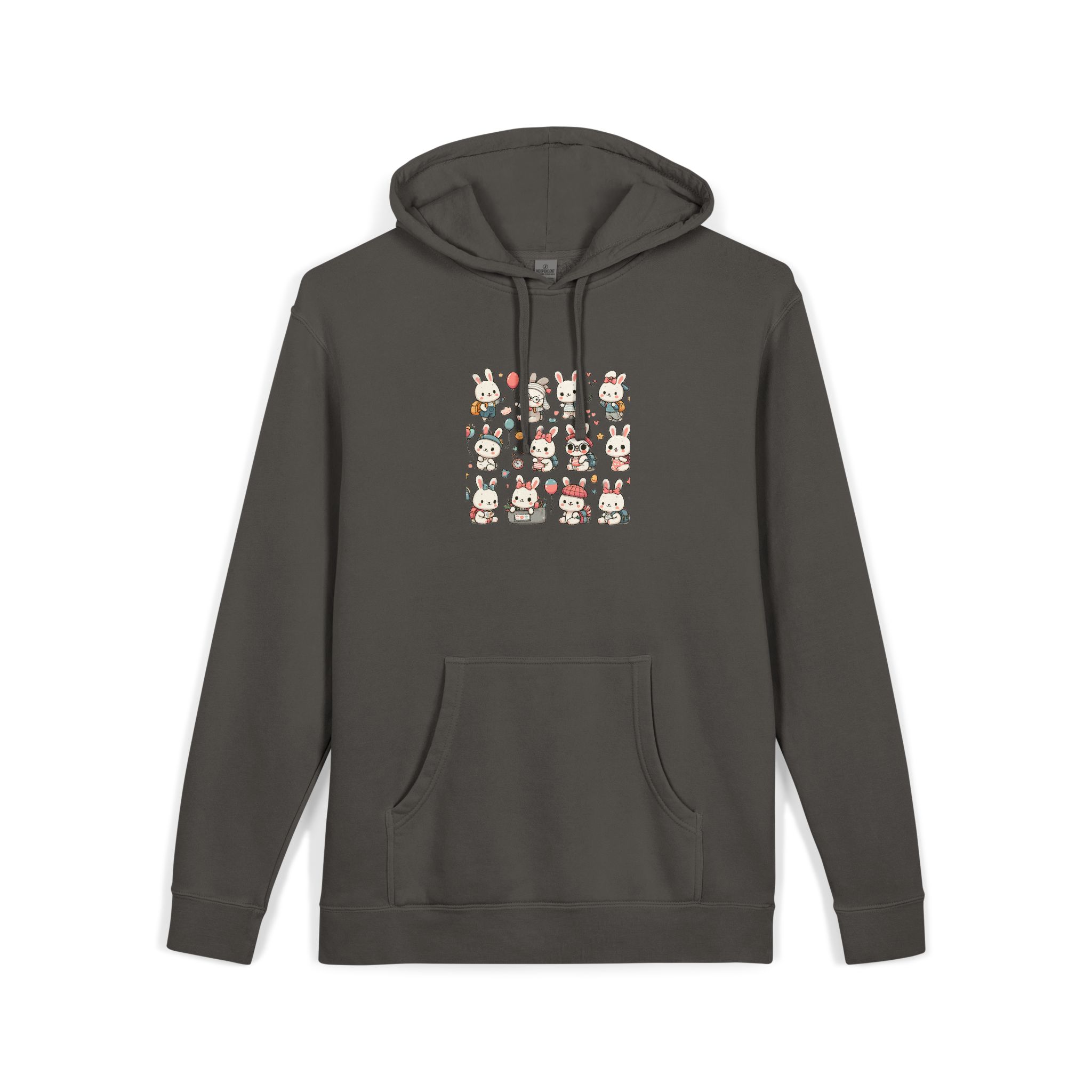 Vector Cartoon Rabbit Sits Field Flowers (1) Unisex Pigment Dyed Hoodie Embroidery - Image 27