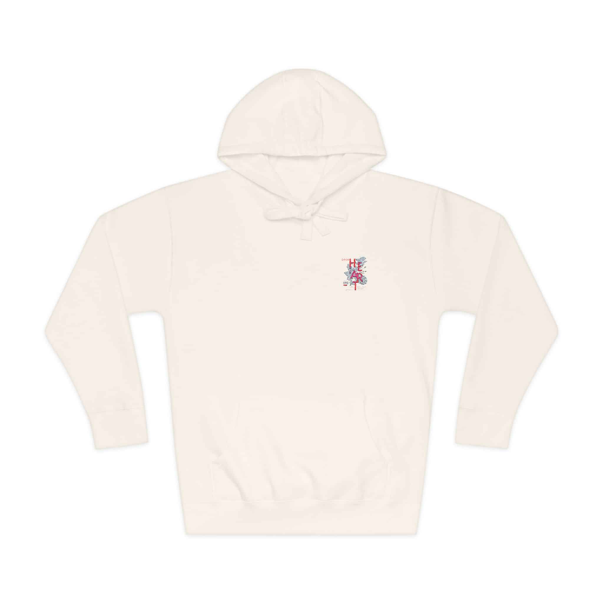Open Your Heart Slogan With Black White Flowers Illustration Unisex Fleece Hoodie - Image 5