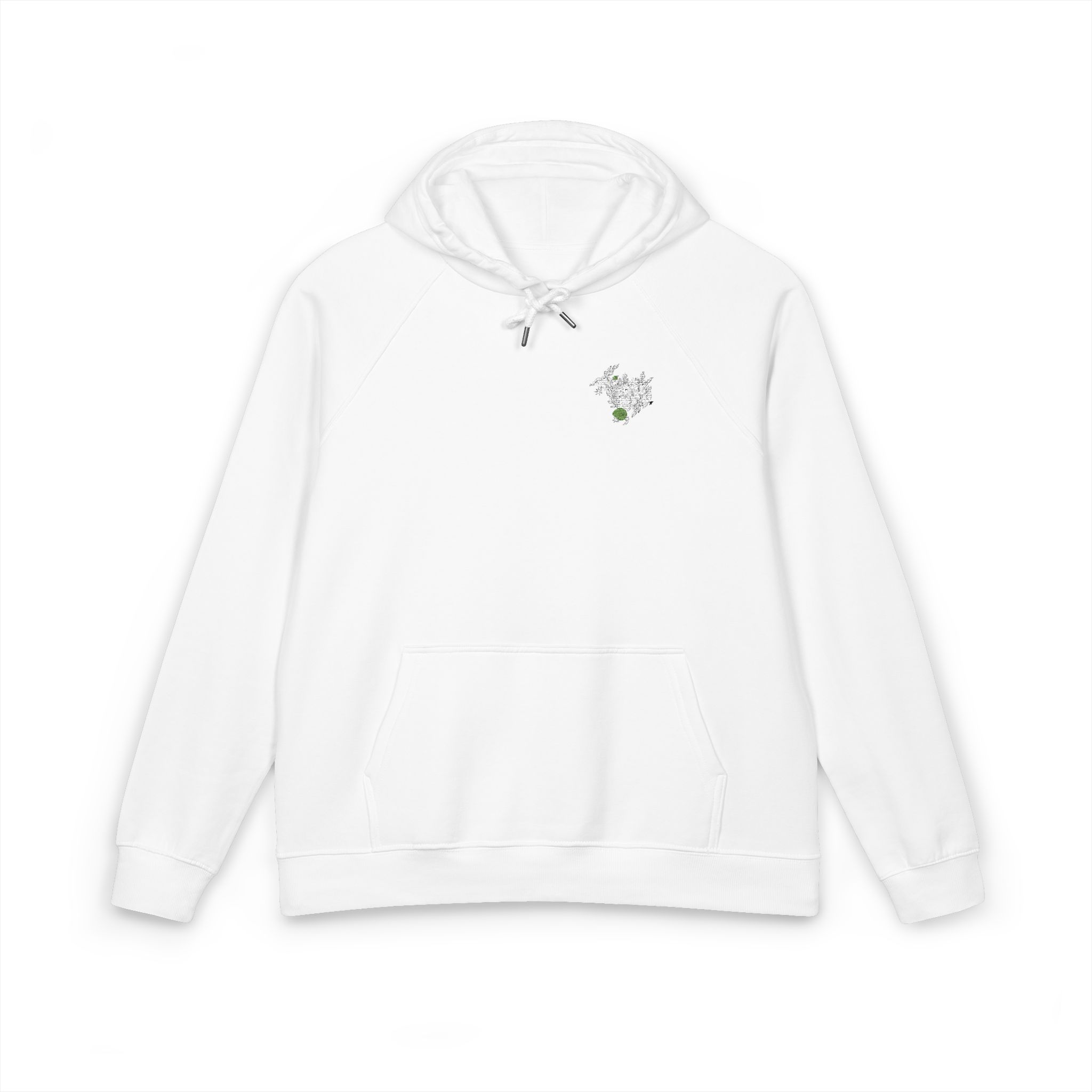 Face Side View Decorated With Leaves and Daisy Flowers Moon and Stars Organic Shapes Unisex Eco Raglan Hoodie Embroidery