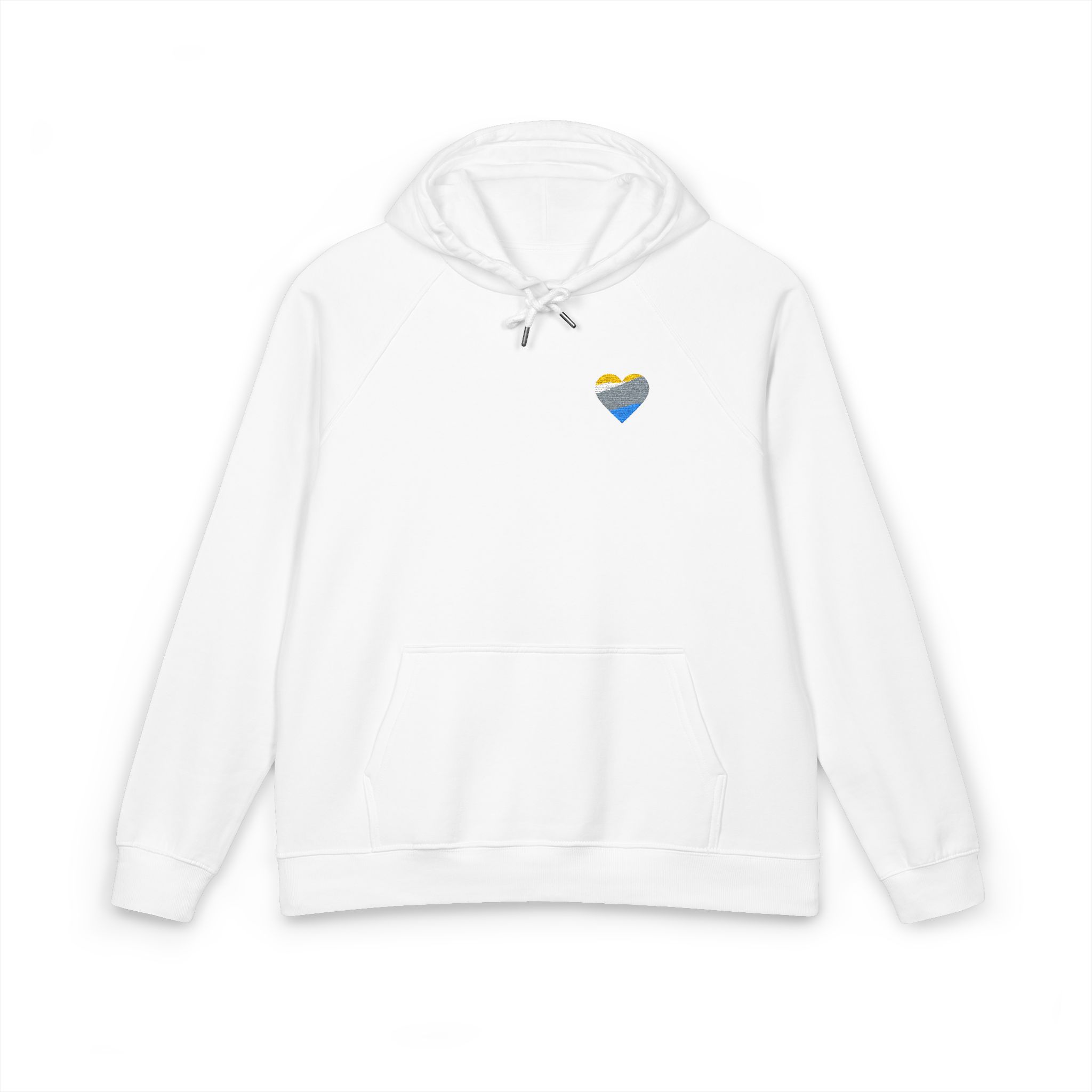Gradient Heart Shape Unisex Eco Raglan Hoodie Embroidery