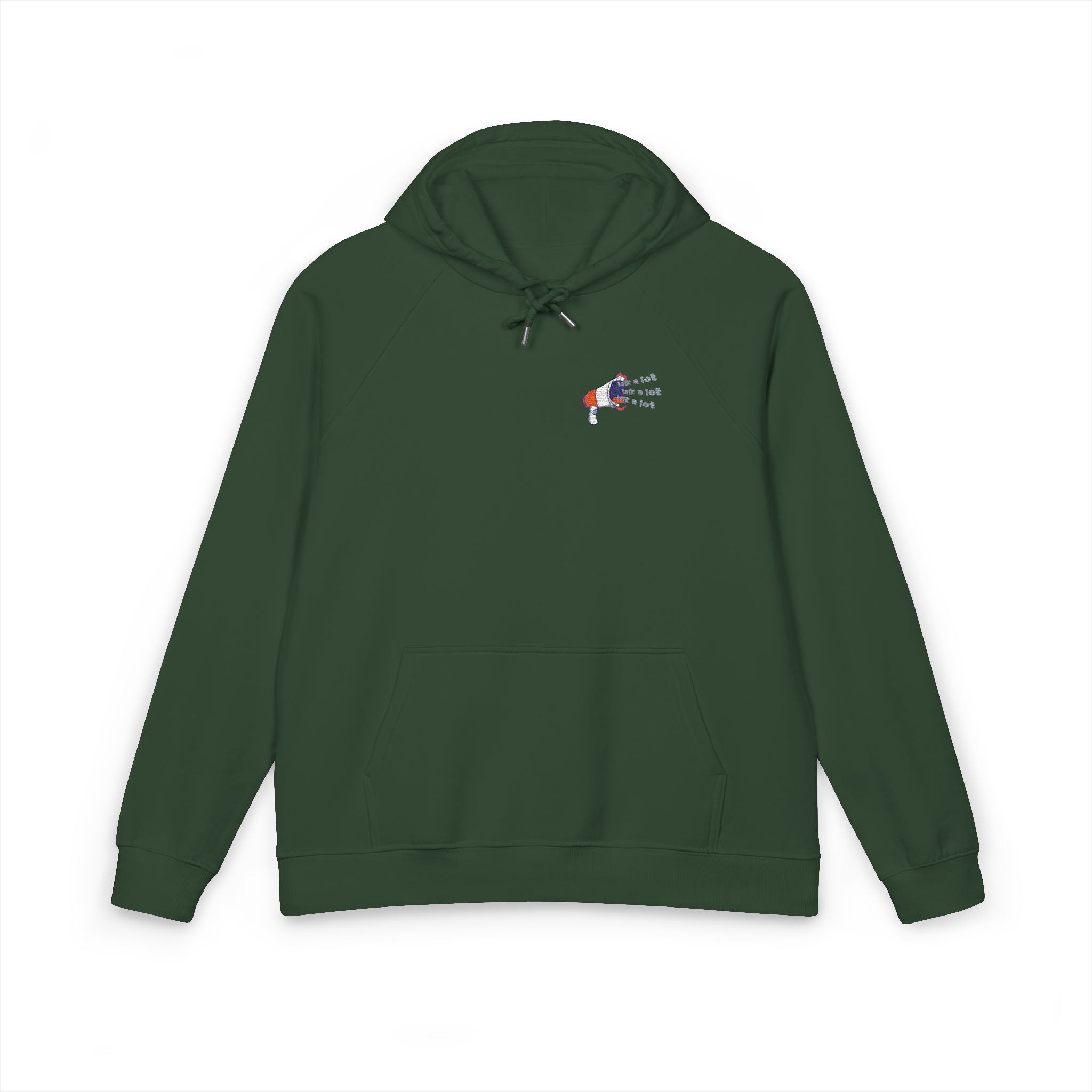 Talk A Lot Unisex Eco Raglan Hoodie Embroidery - Image 13