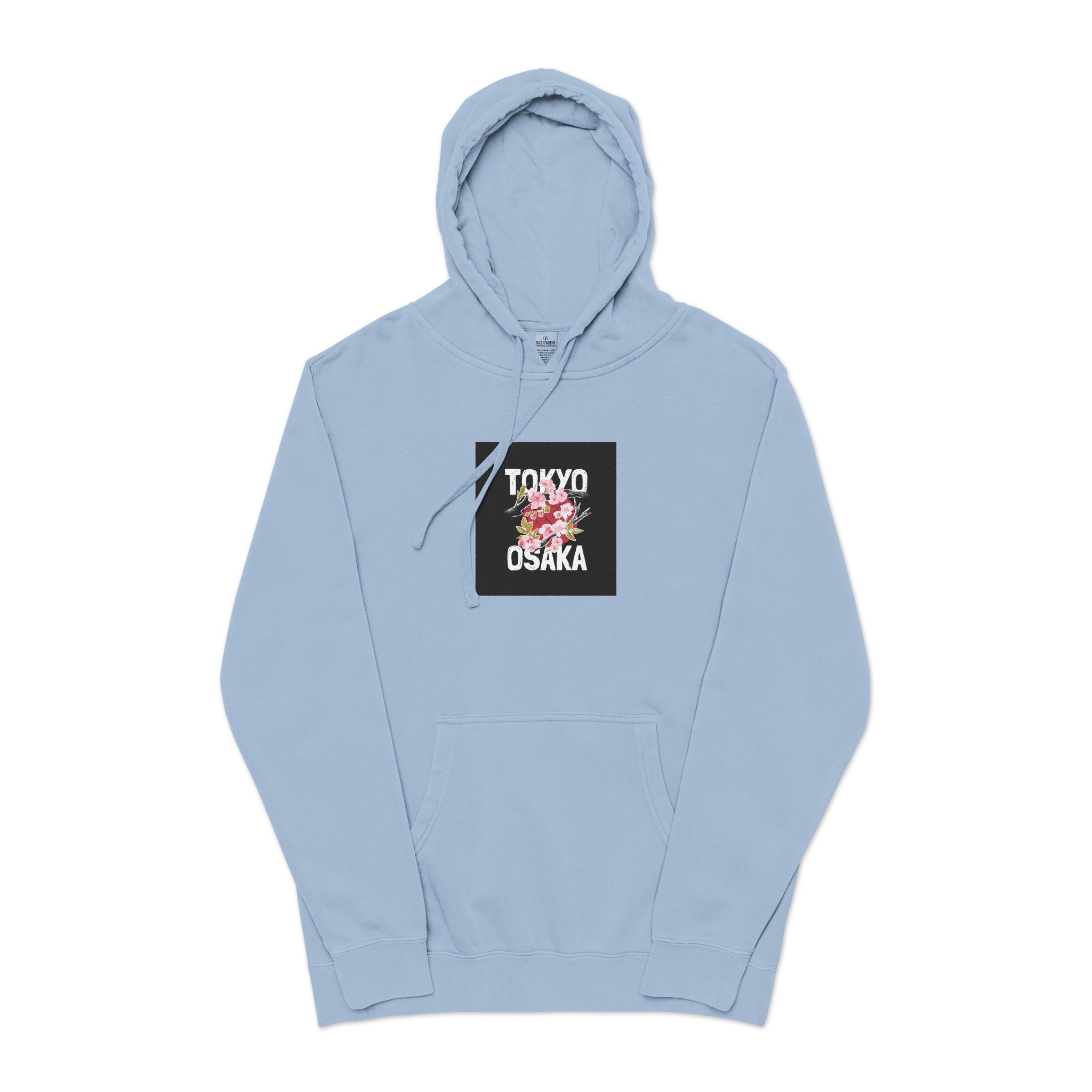 Tokyo Osaka Unisex Pigment Dyed Hoodie Embroidery - Image 17
