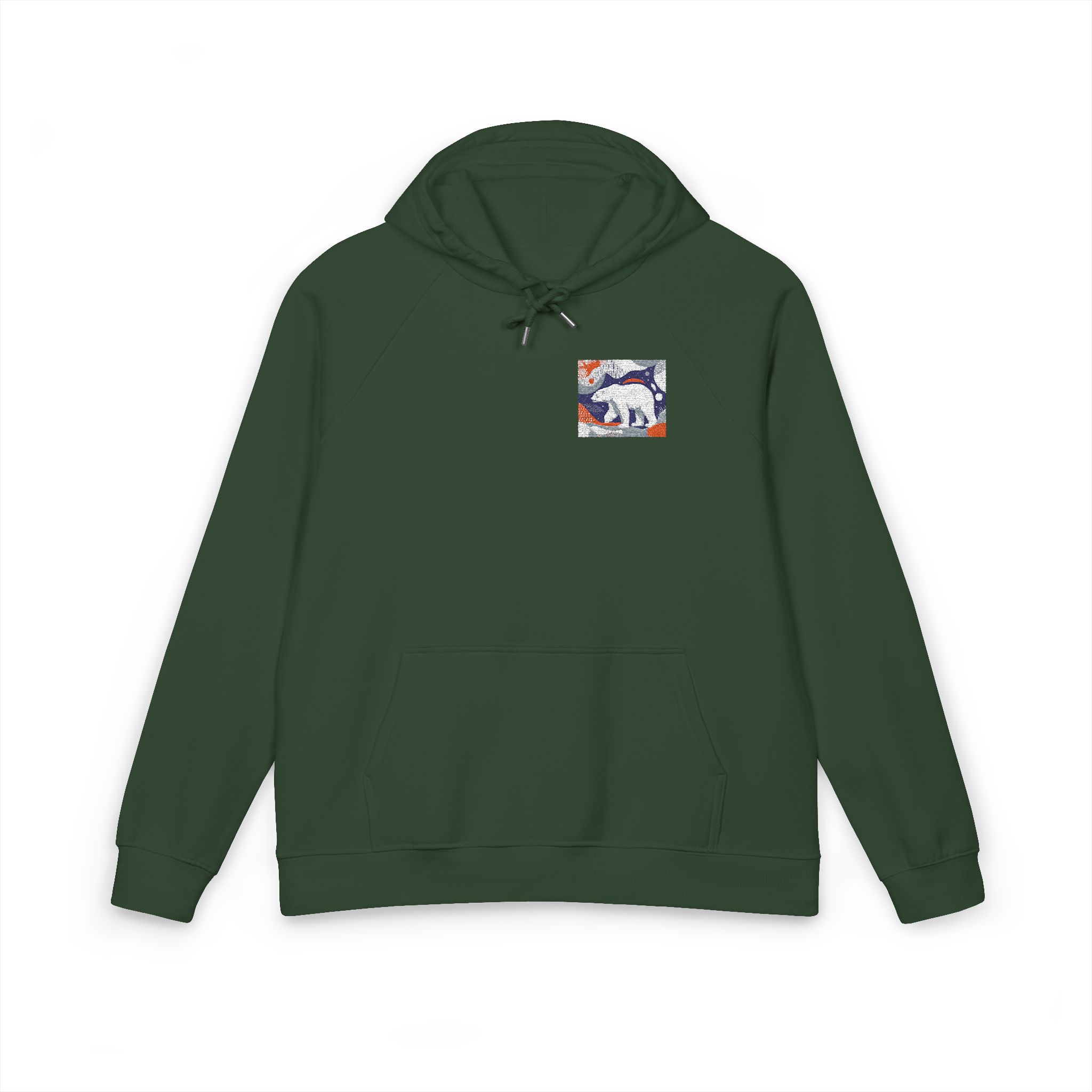 Polar Bear 3 Unisex Eco Raglan Hoodie Embroidery - Image 13