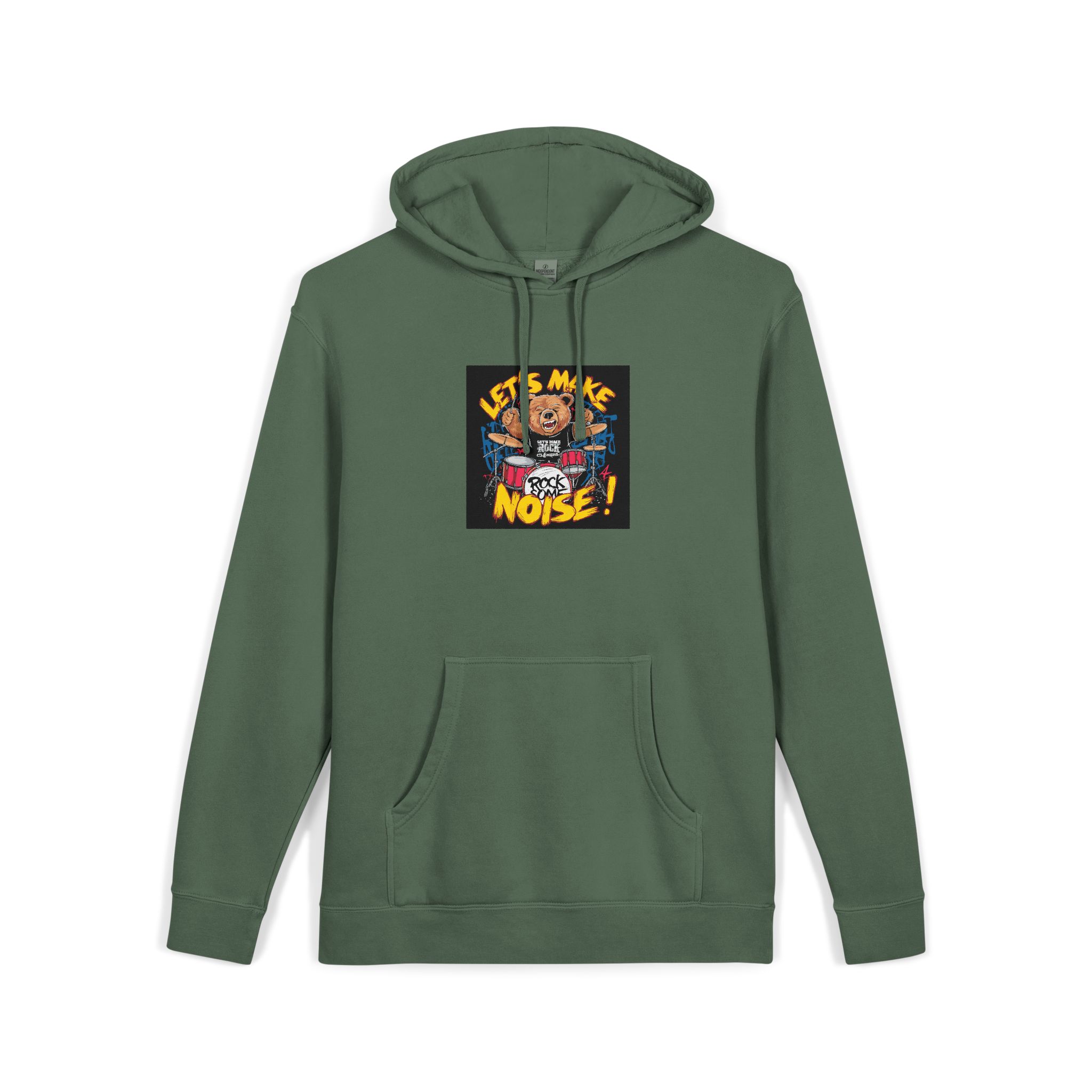 Vibrant Eyecatching Music Tshirt Design Featuring Bear Rocking Out Drum Set (1) Unisex Pigment Dyed Hoodie Embroidery - Image 15