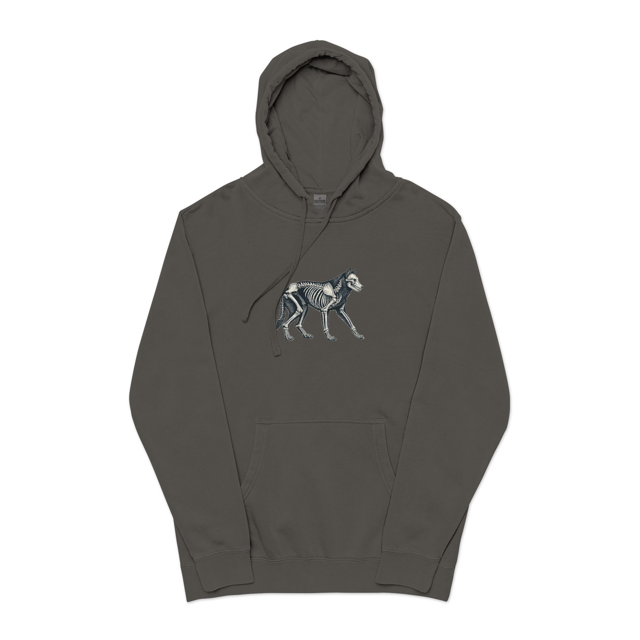 Vector Wolf Skeleton Illustration Vintage Engraving Style Unisex Pigment Dyed Hoodie Embroidery - Image 25