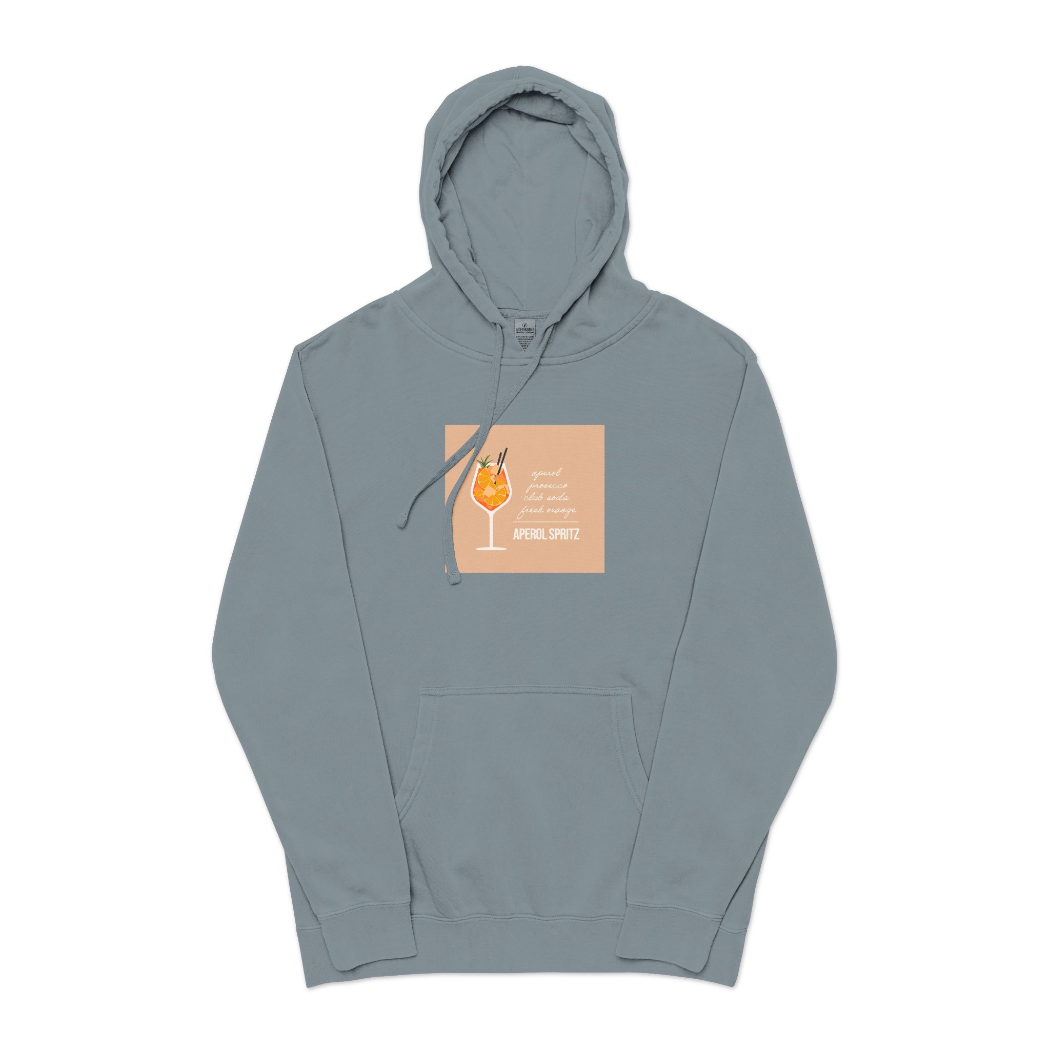 Vector Flat Illustration Modern Aperol Spritz Recipe Unisex Pigment Dyed Hoodie Embroidery - Image 21