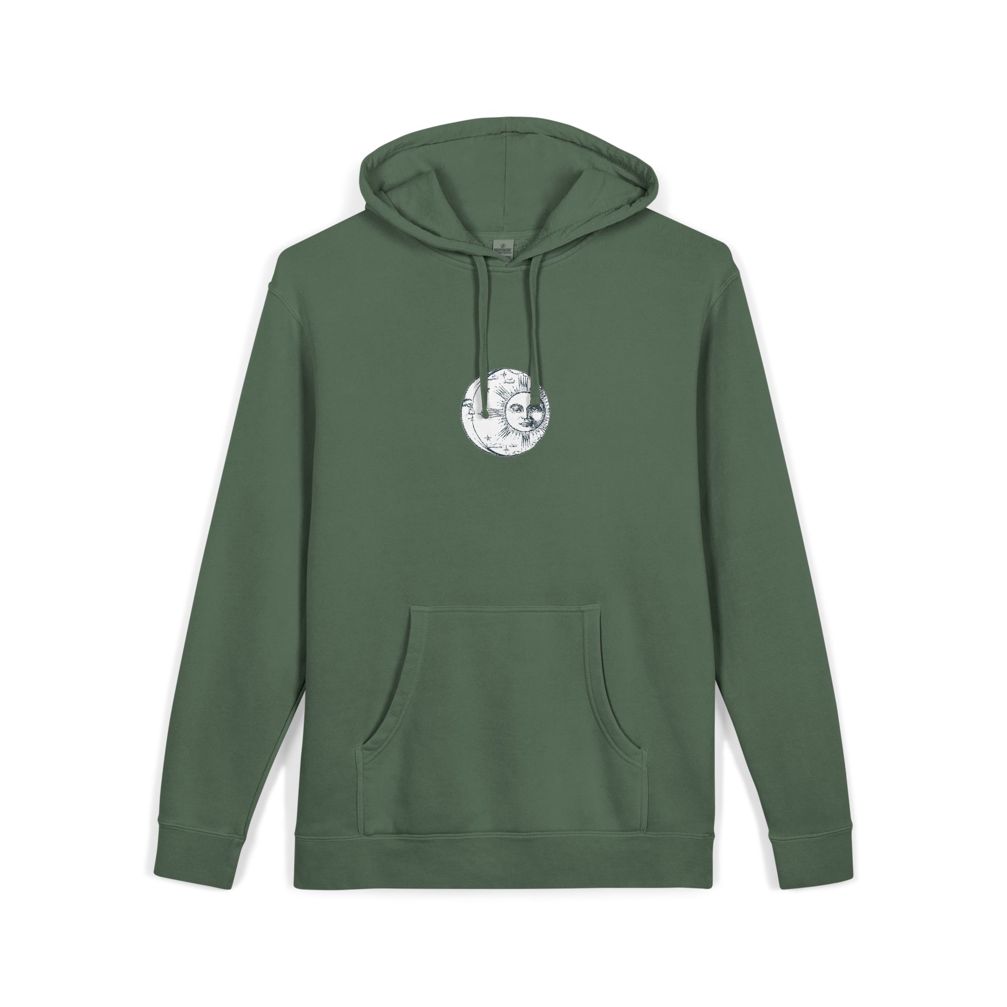 Sun Crescent Engraving Unisex Pigment Dyed Hoodie Embroidery - Image 15