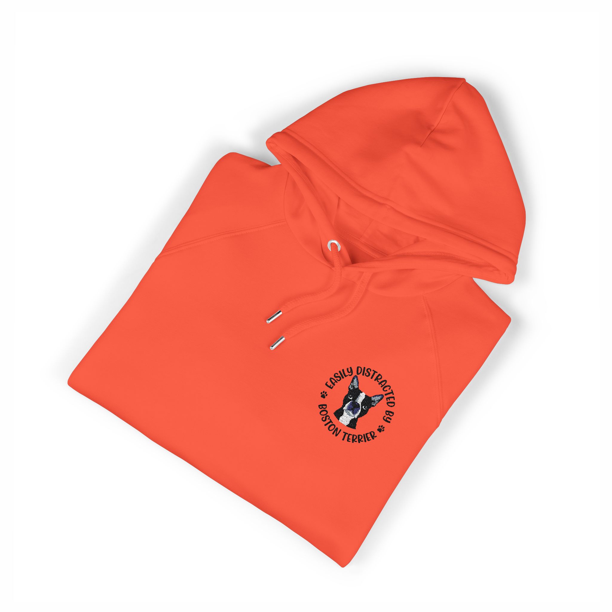 Easily Distracted By Boston Terrier Dog Unisex Eco Raglan Hoodie Embroidery - Image 7