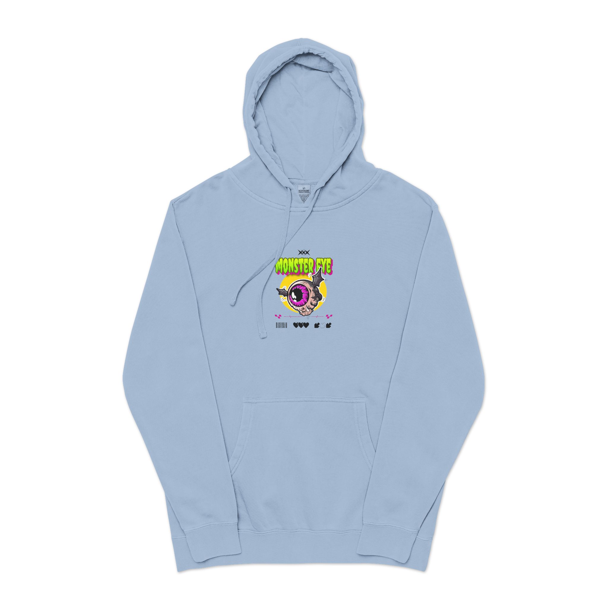 Typography Tshirt Design Monster Eye Unisex Pigment Dyed Hoodie Embroidery - Image 17