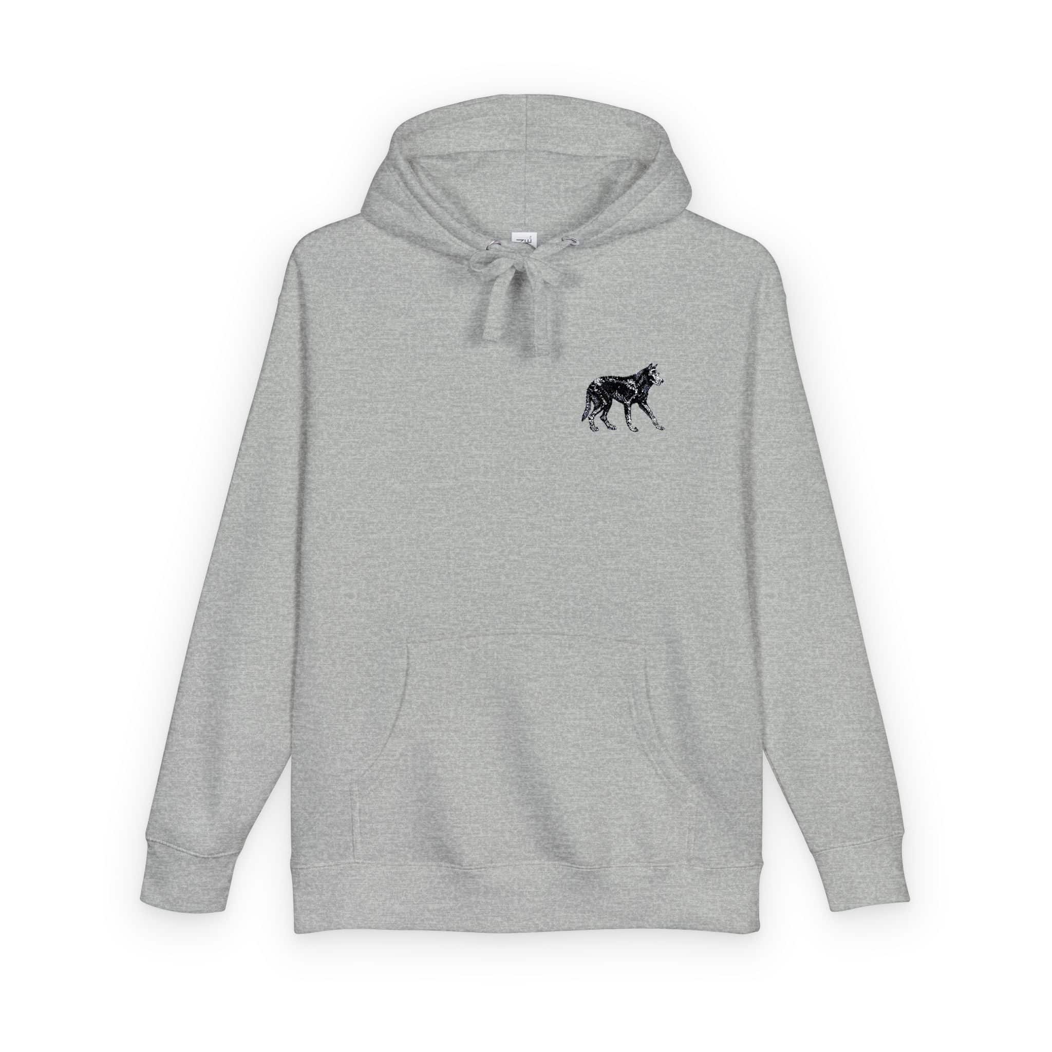 Vector Wolf Skeleton Illustration Vintage Engraving Style Unisex Fleece Hoodie - Image 14
