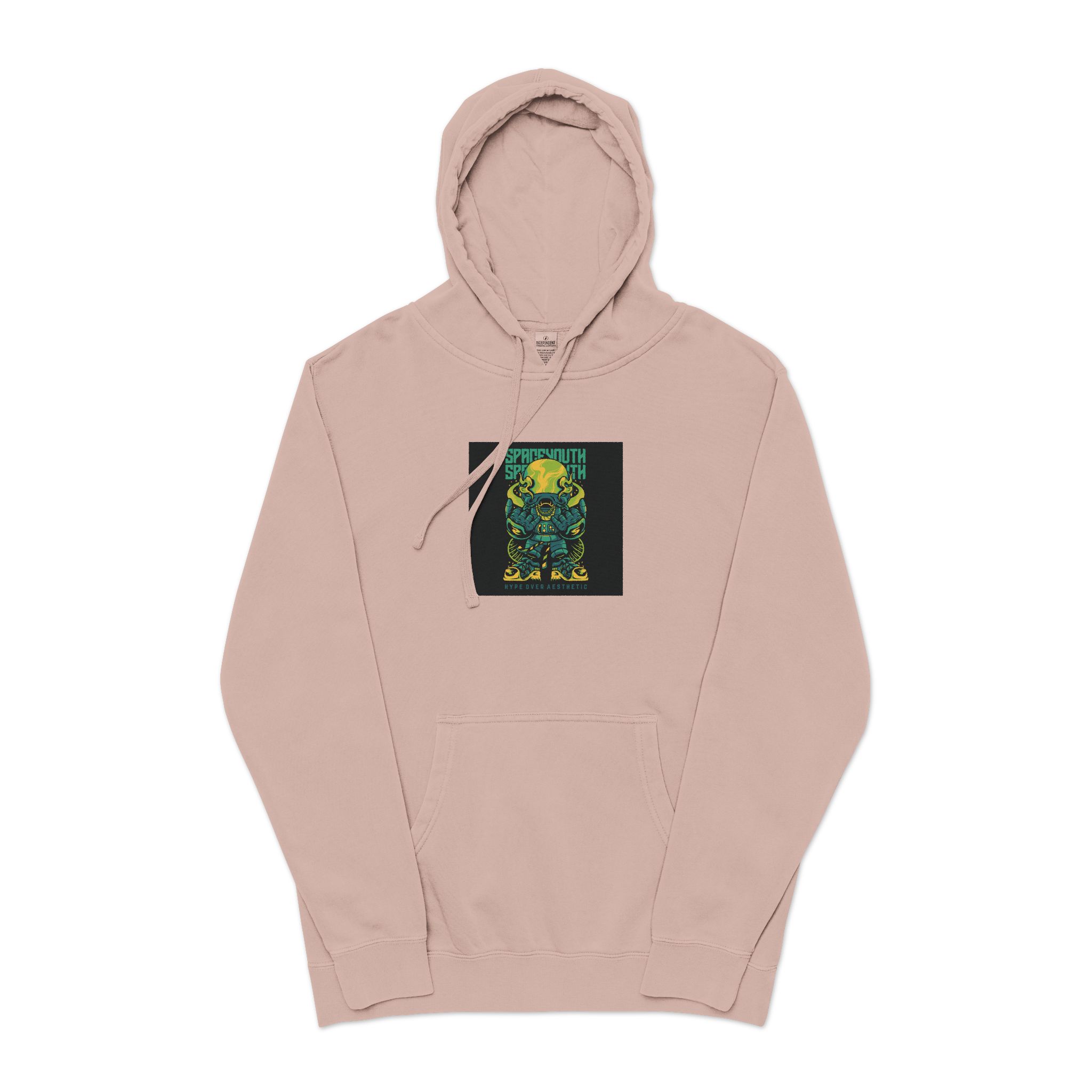 Spaceyouth Unisex Pigment Dyed Hoodie Embroidery