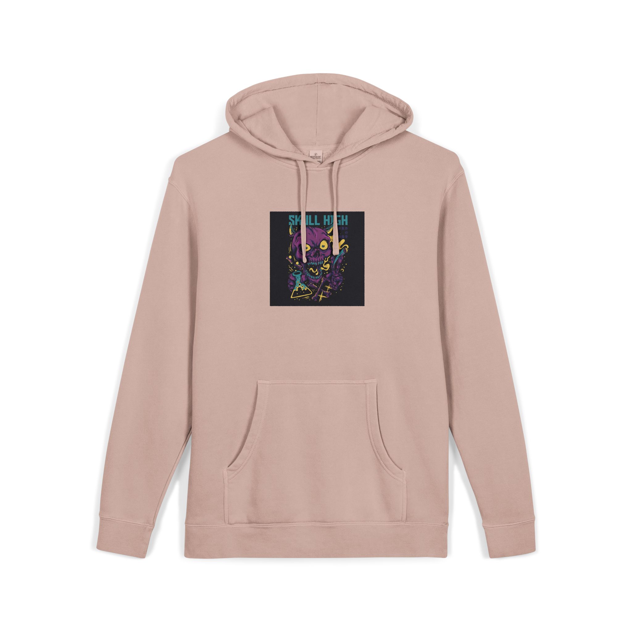 Skull High Cartoon Funny Unisex Pigment Dyed Hoodie Embroidery - Image 3