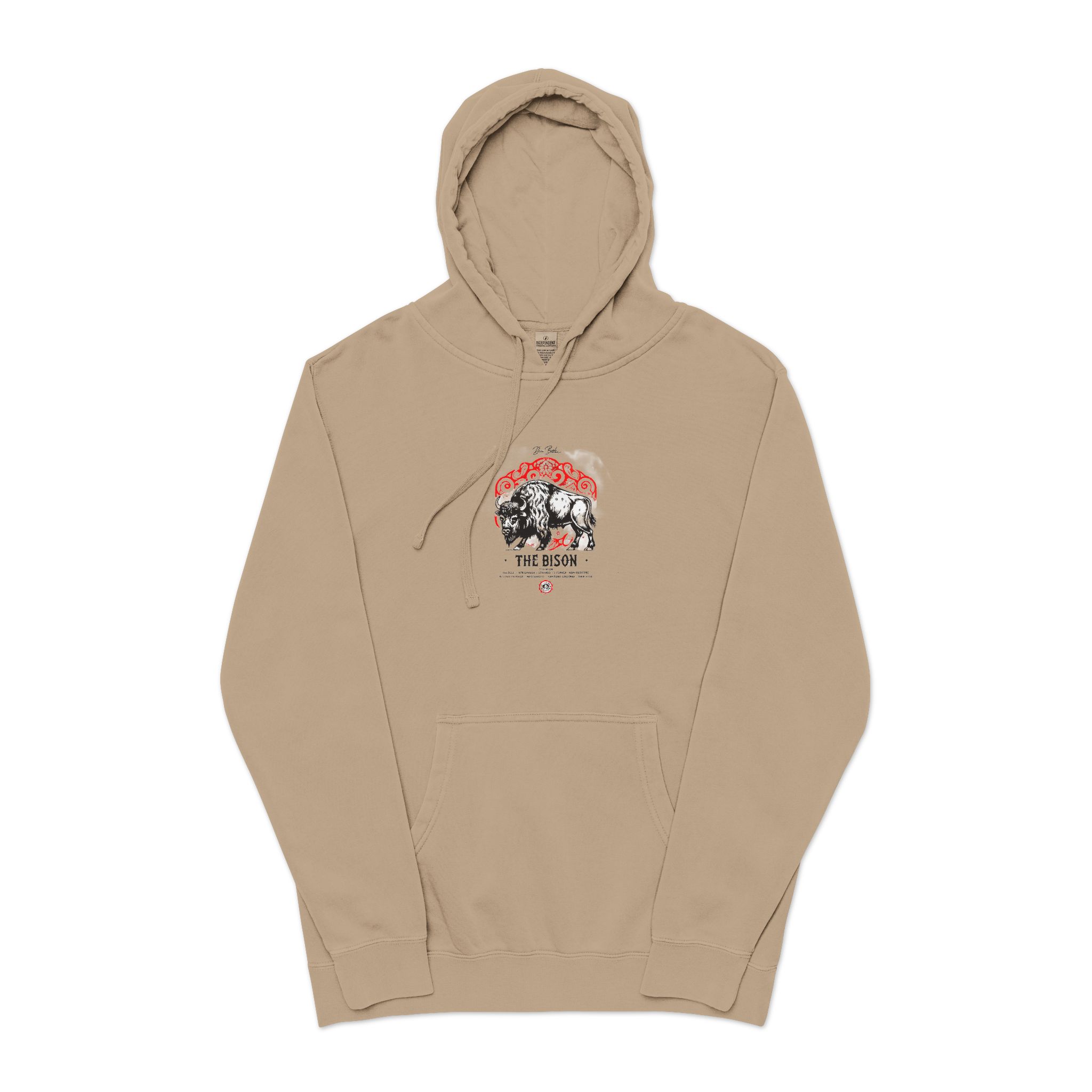The Bison Unisex Pigment Dyed Hoodie Embroidery - Image 5