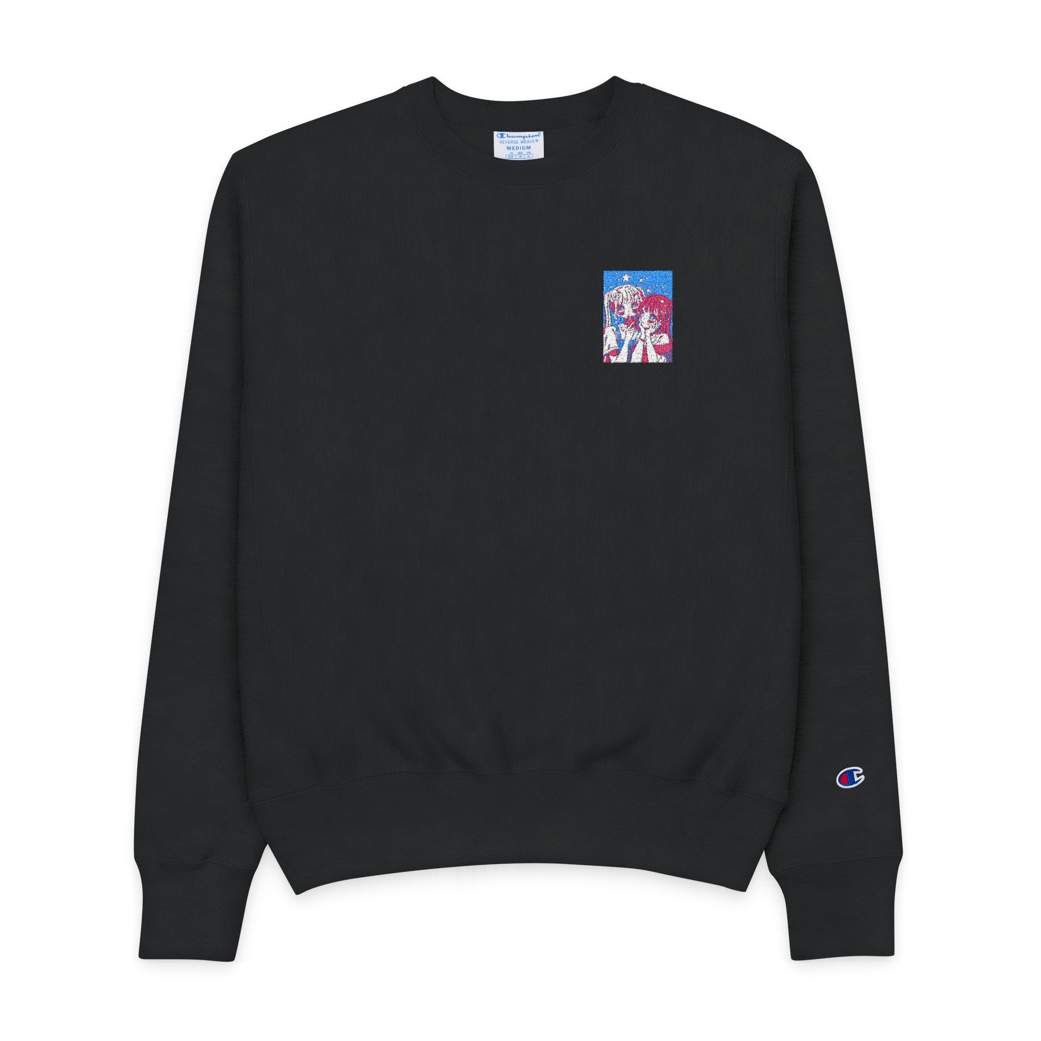 Portrait Anime Character With Stars (2) Mens Champion Crewneck Sweatshirt