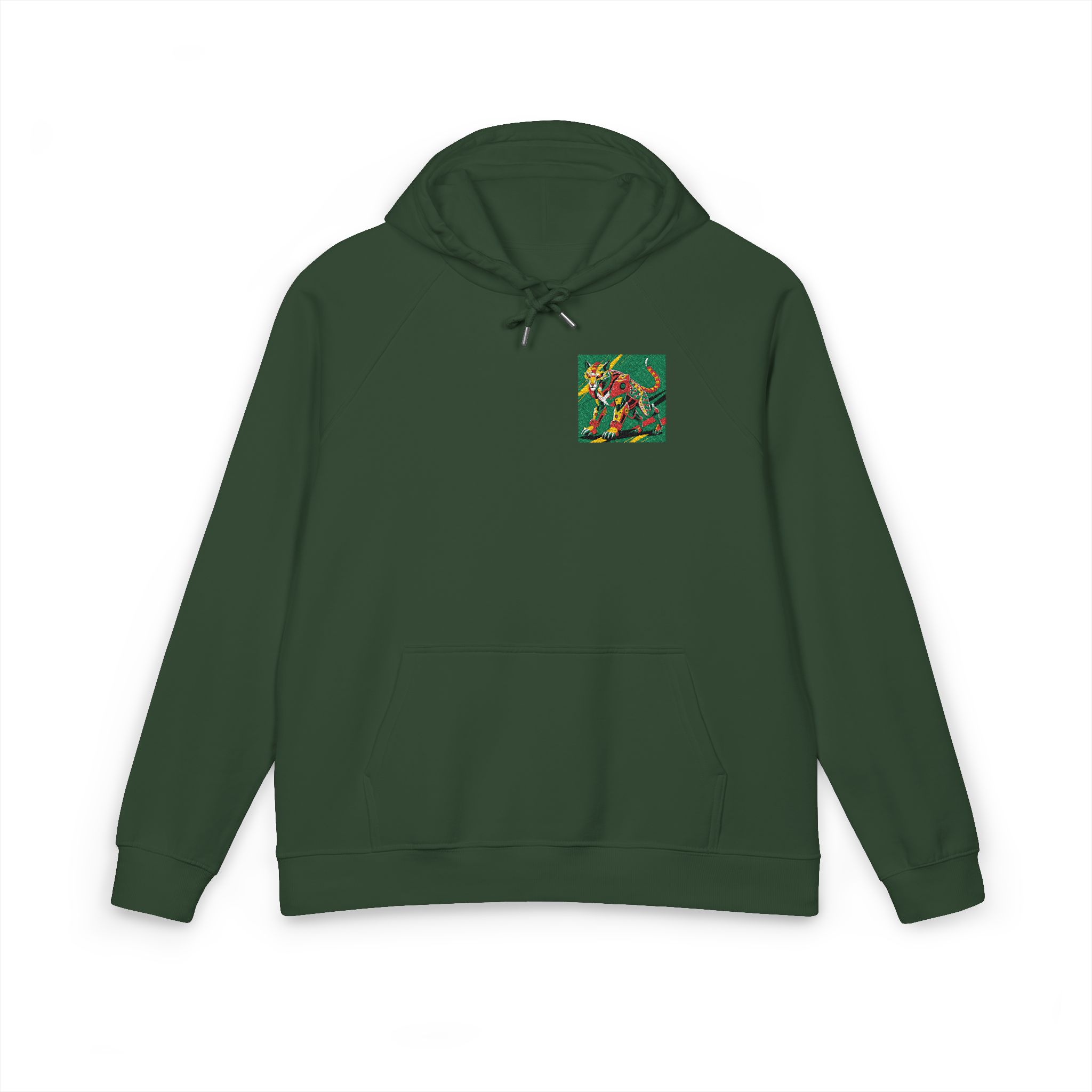 Drawing Cat With Red Tail Unisex Eco Raglan Hoodie Embroidery - Image 13