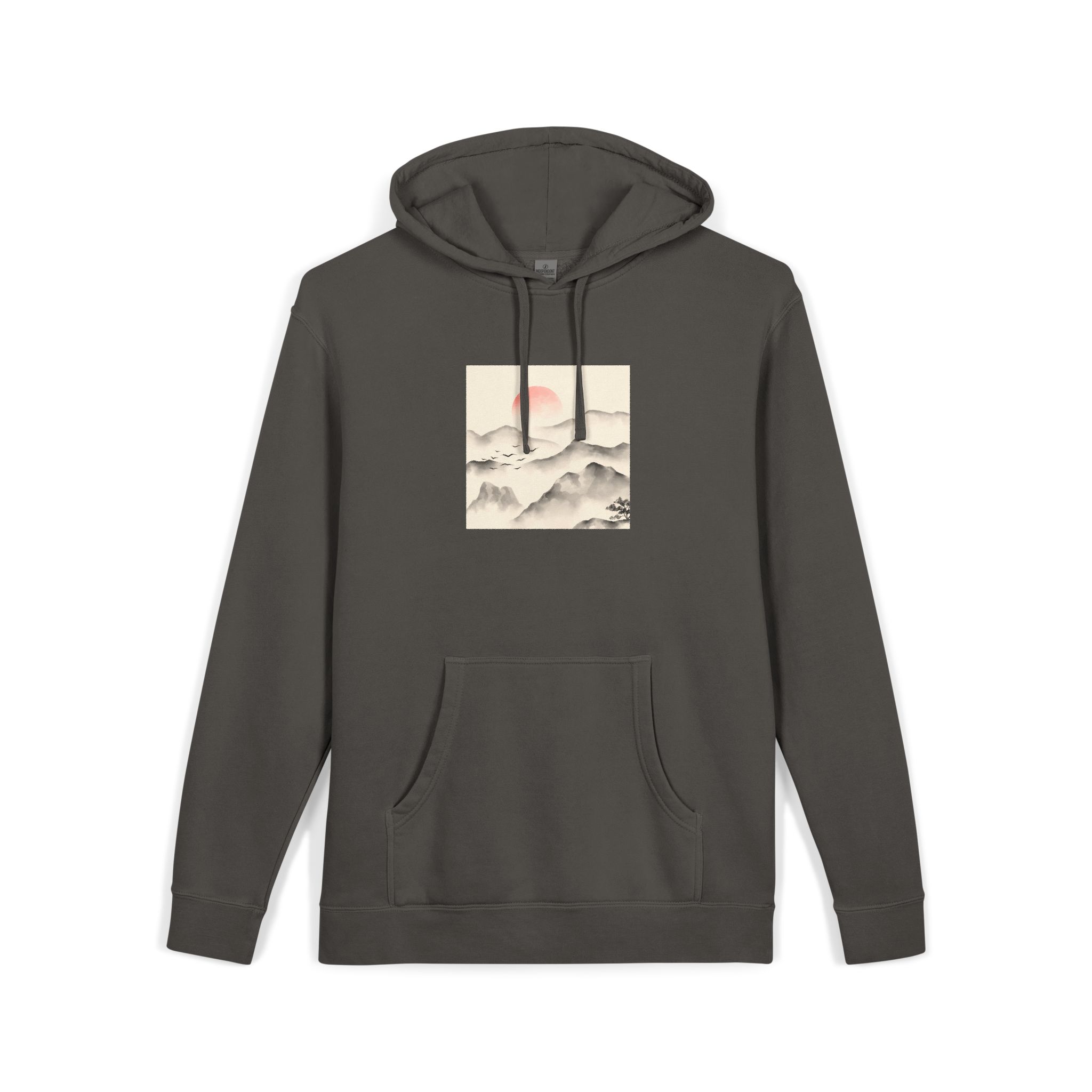 Watercolor Chinese Style Unisex Pigment Dyed Hoodie Embroidery - Image 27