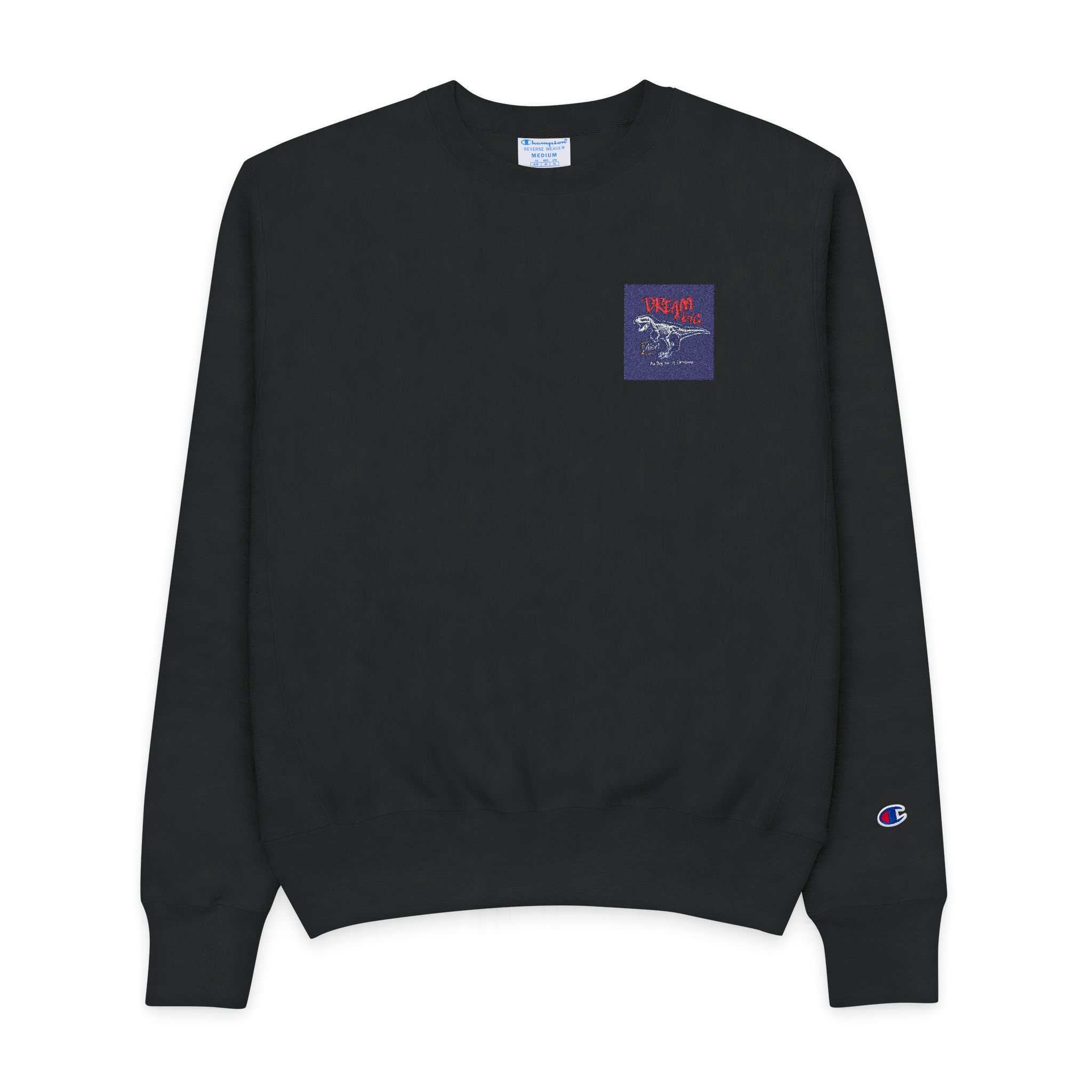 Dream Big Slogan With Cartoon Dinosaur Skeleton Vector Illustration Mens Champion Crewneck Sweatshirt