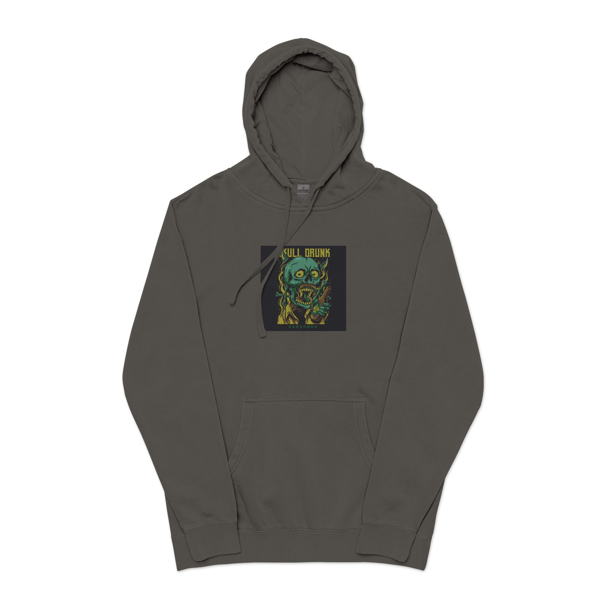 Skull Drunk Unisex Pigment Dyed Hoodie Embroidery - Image 25