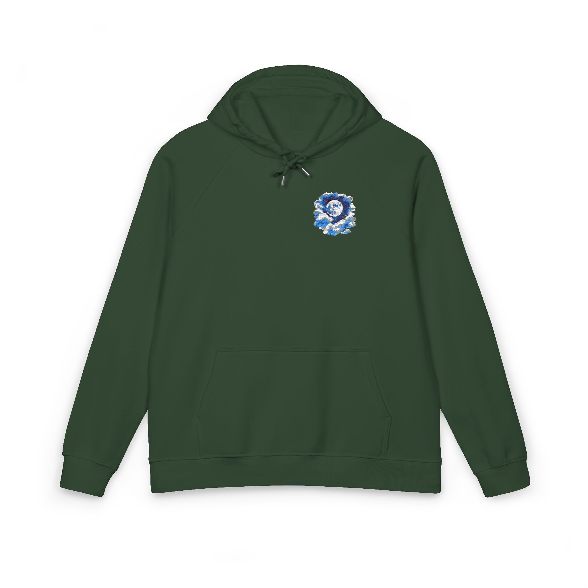 Watercolor Full Moon Clouds Elements Set Unisex Eco Raglan Hoodie Embroidery - Image 13