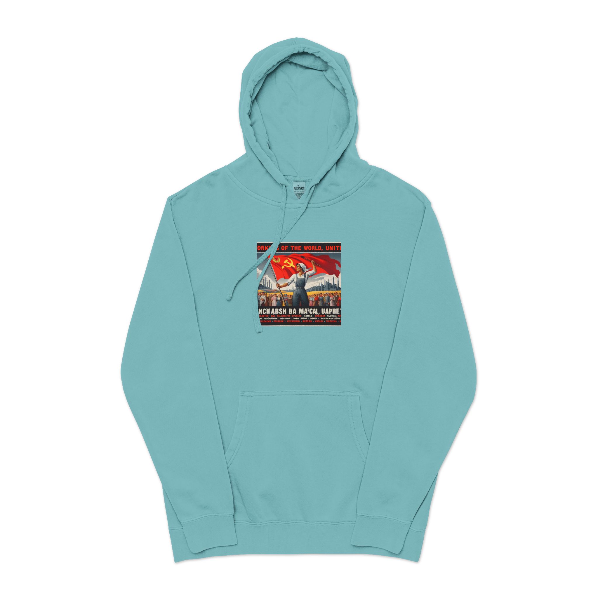 Workers of the World Unisex Pigment Dyed Hoodie Embroidery - Image 9