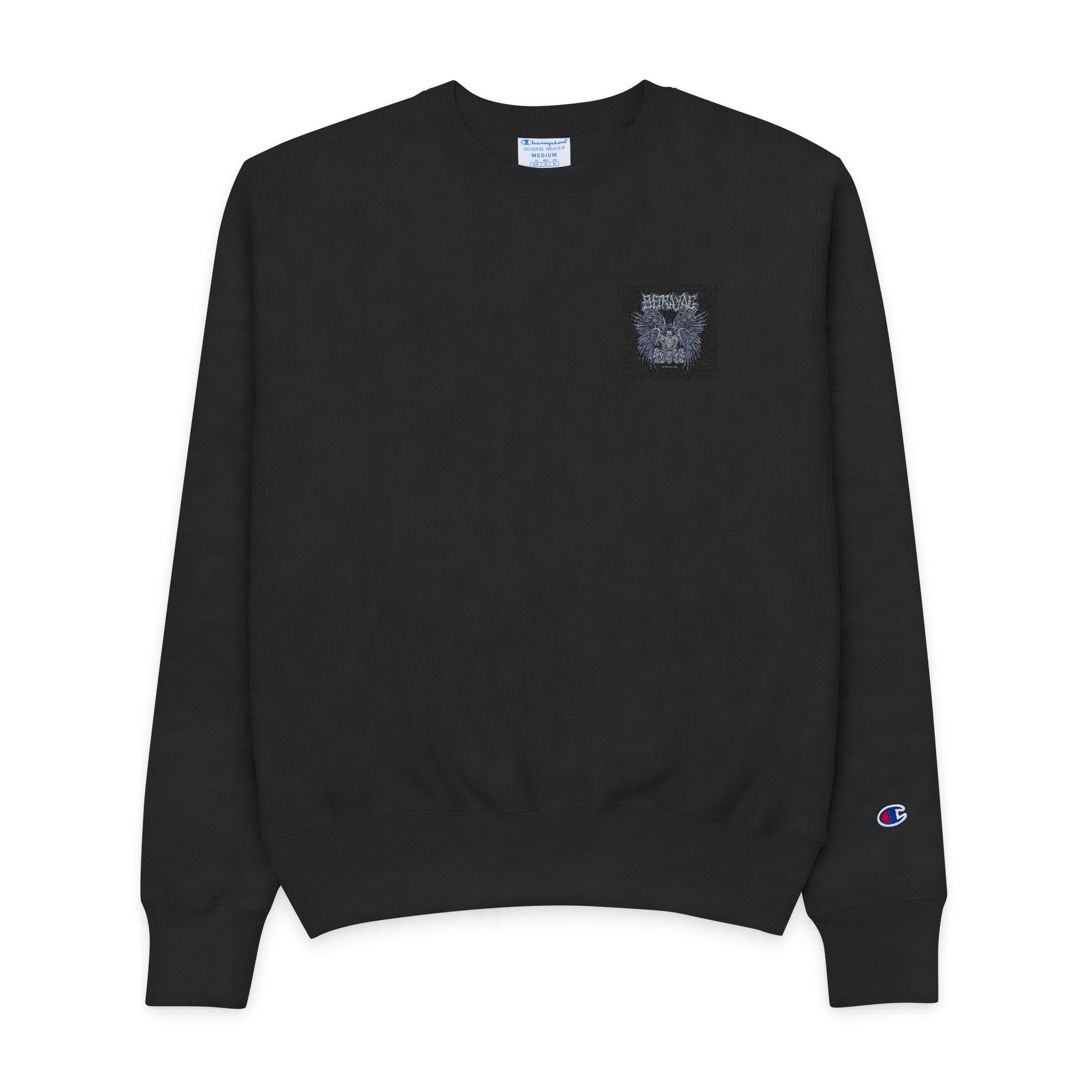 Raven Couple With Text Illustration Mens Champion Crewneck Sweatshirt