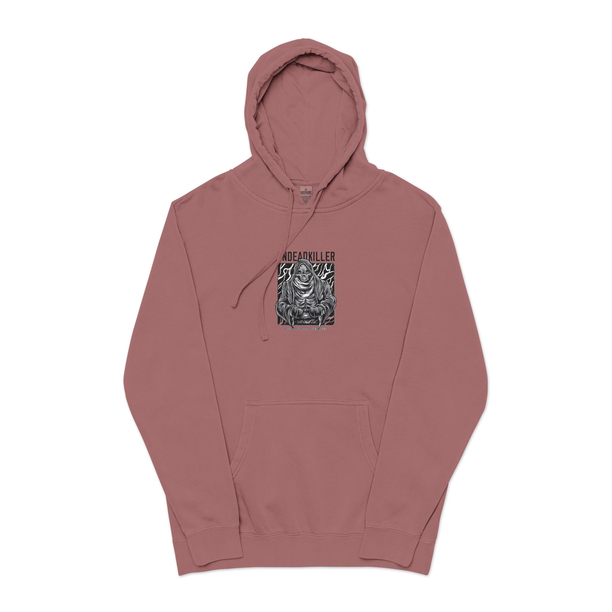 Undead Killer Black White Unisex Pigment Dyed Hoodie Embroidery - Image 29