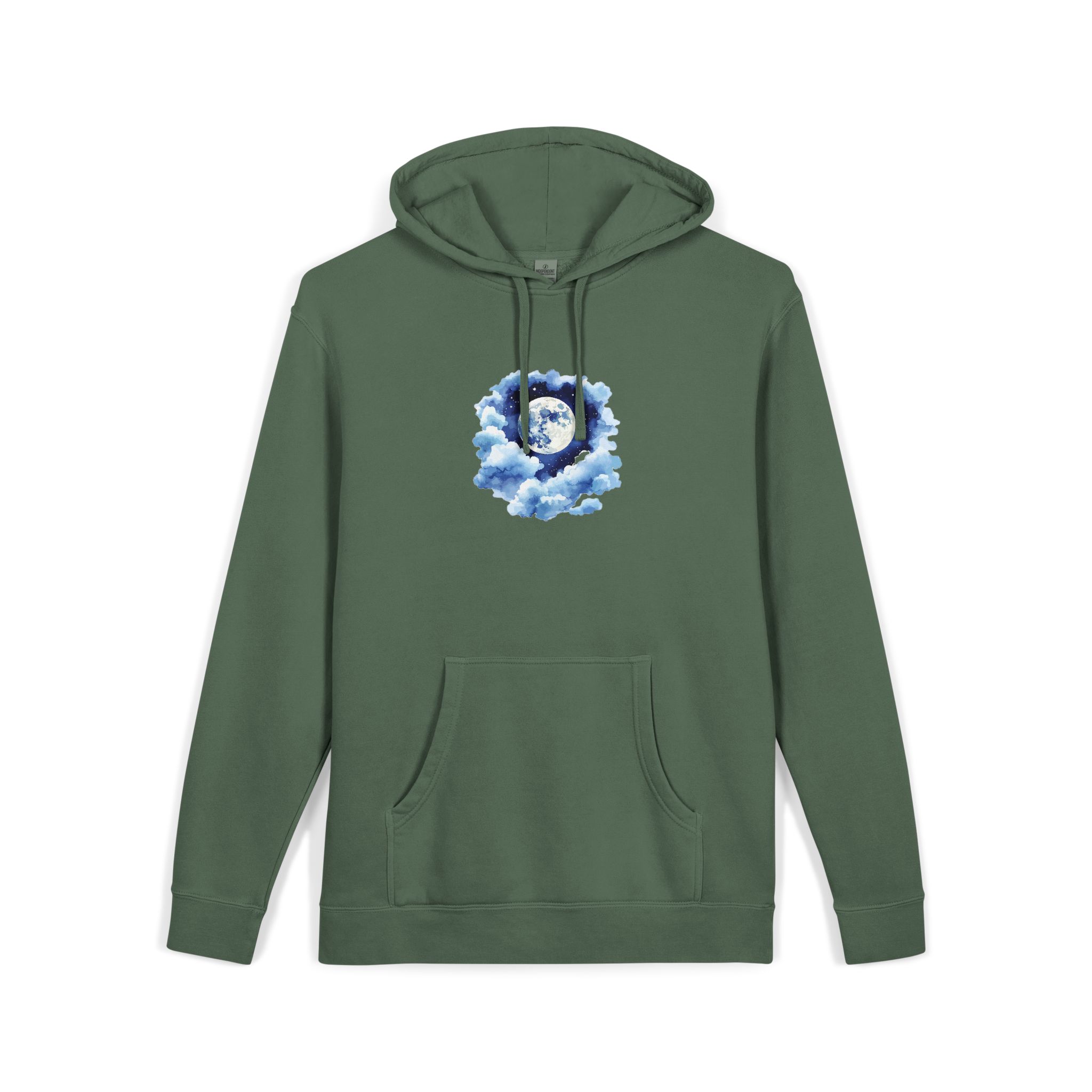 Watercolor Full Moon Clouds Elements Set Unisex Pigment Dyed Hoodie Embroidery - Image 15