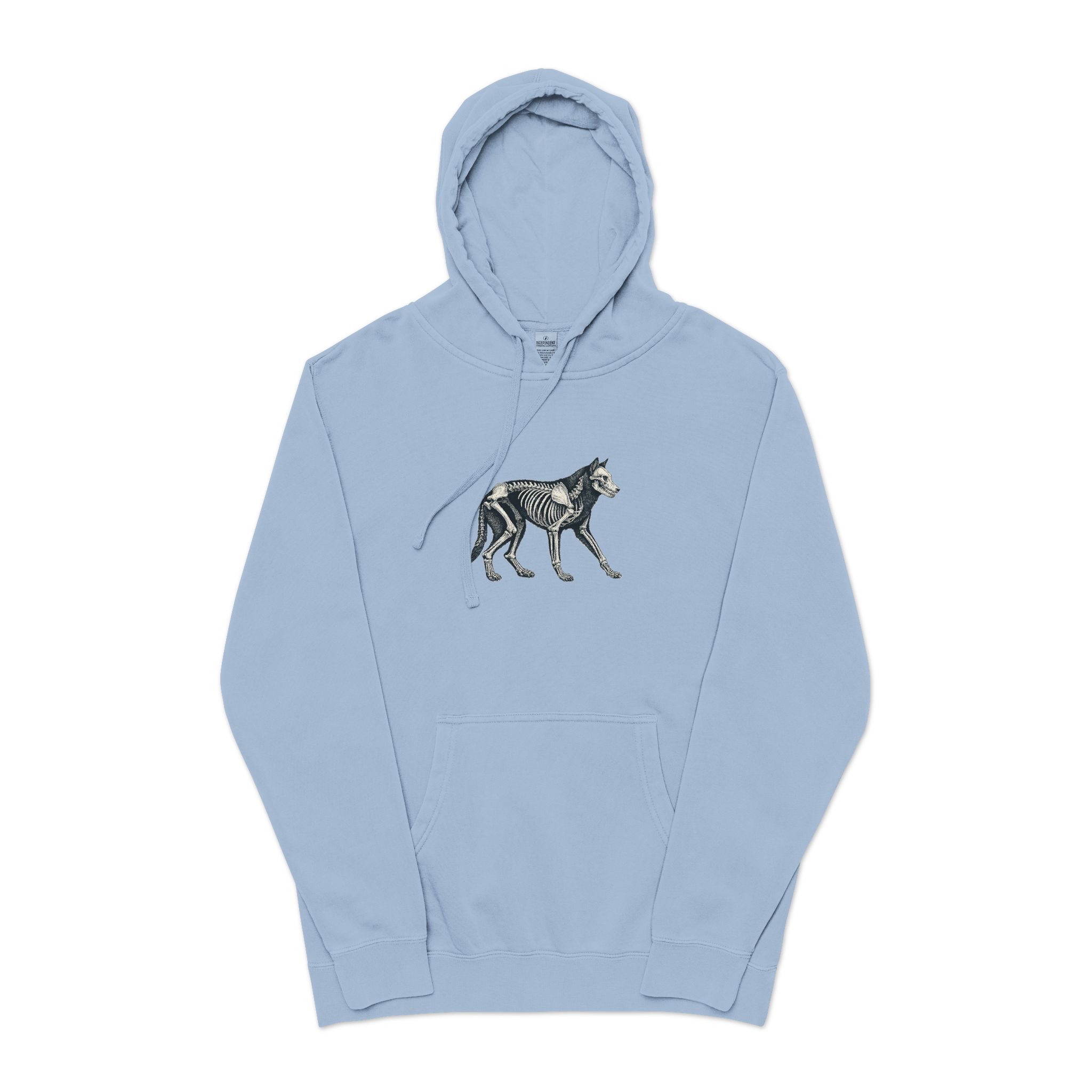 Vector Wolf Skeleton Illustration Vintage Engraving Style Unisex Pigment Dyed Hoodie Embroidery - Image 17