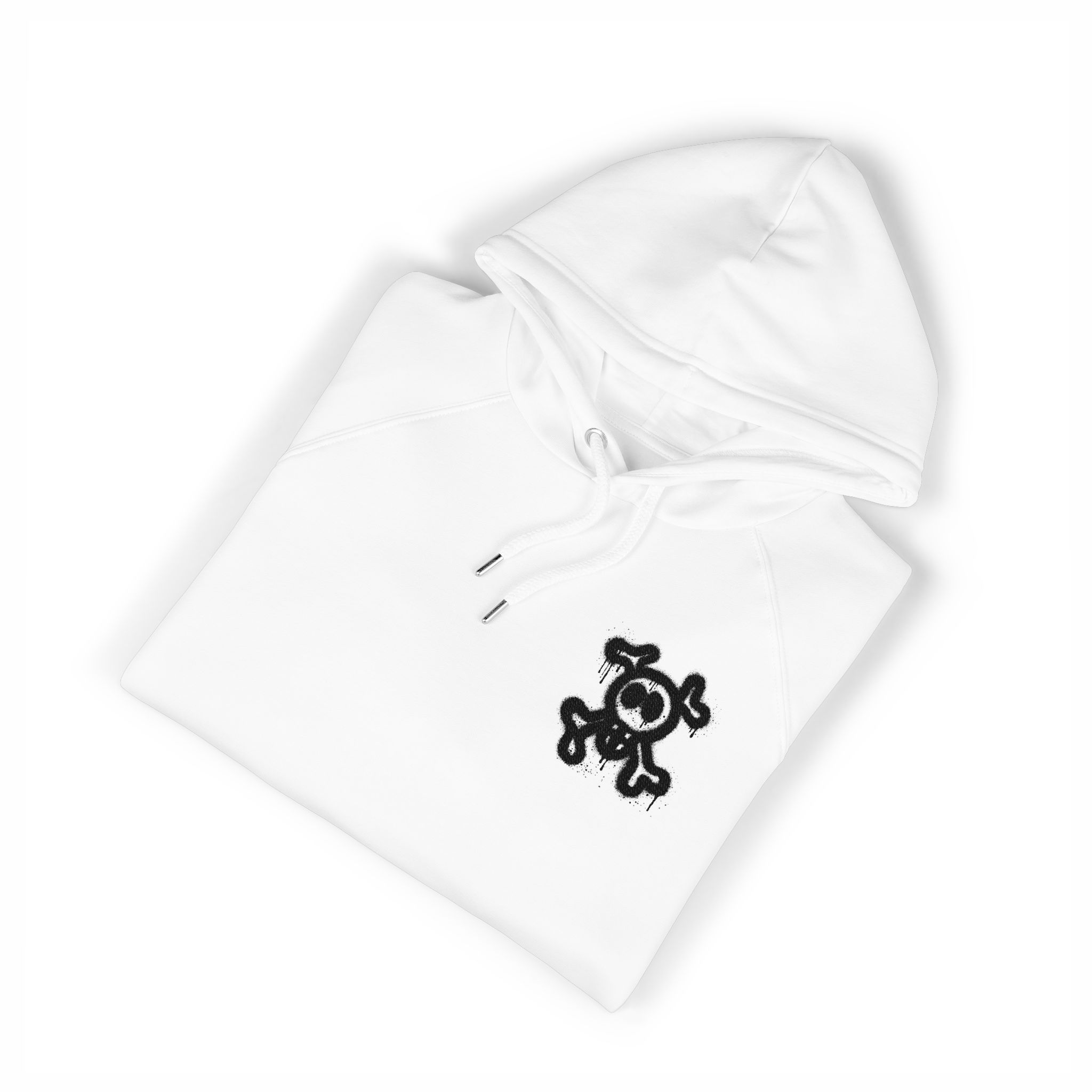 Spray Painted Graffiti Skull Sprayed Graffiti Skull Icon With Spray Black White Unisex Eco Raglan Hoodie Embroidery - Image 3