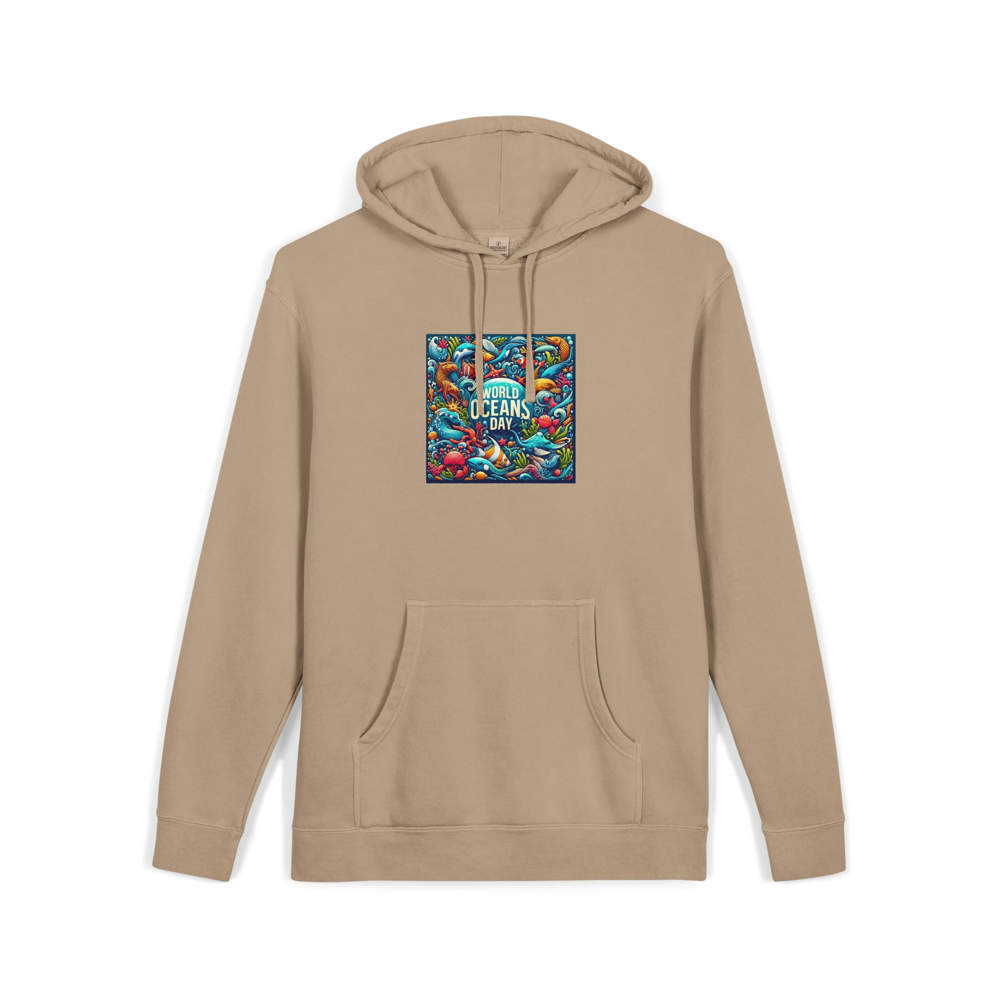 World Oceans Day Unisex Pigment Dyed Hoodie Embroidery - Image 7