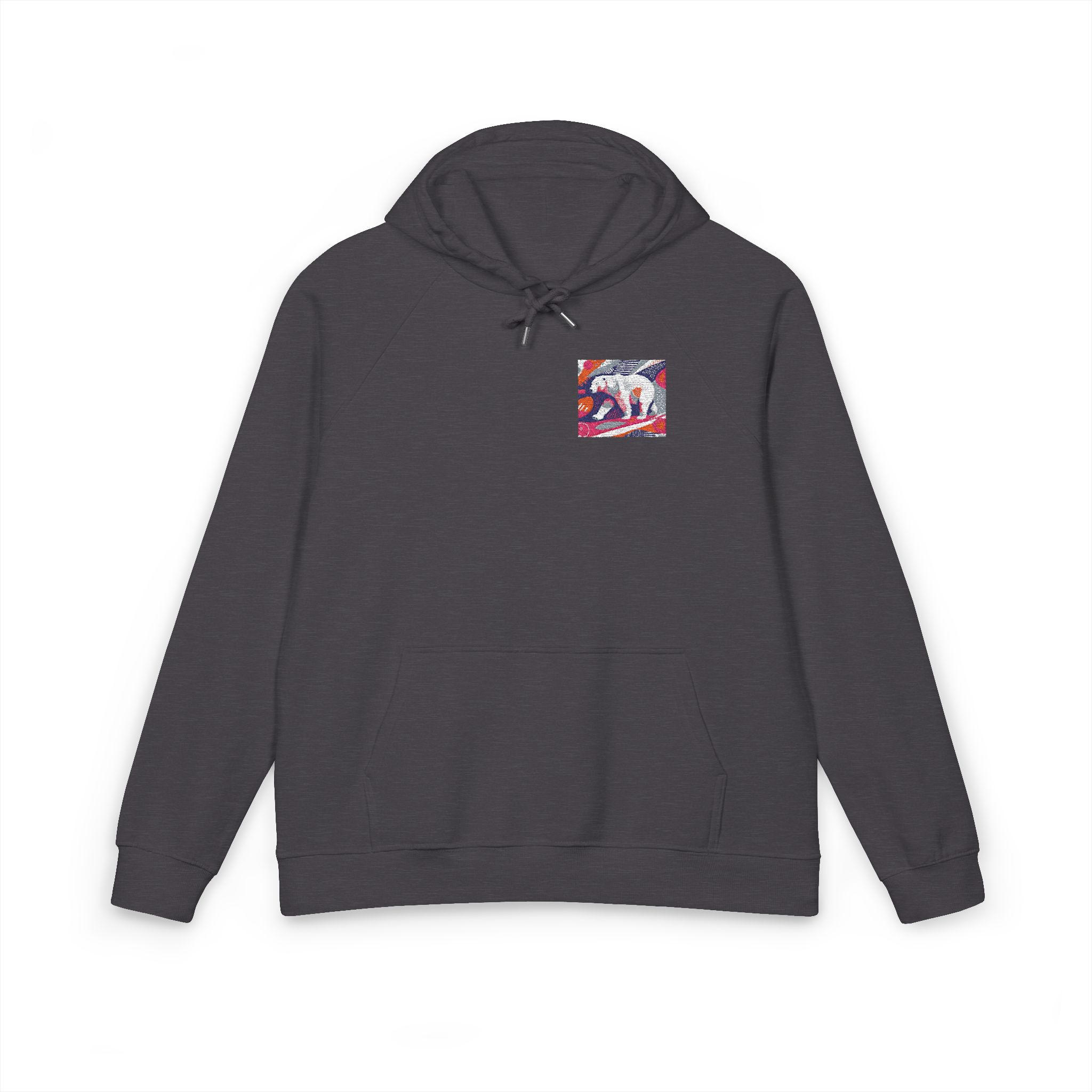 Polar Bear 4 Unisex Eco Raglan Hoodie Embroidery - Image 9