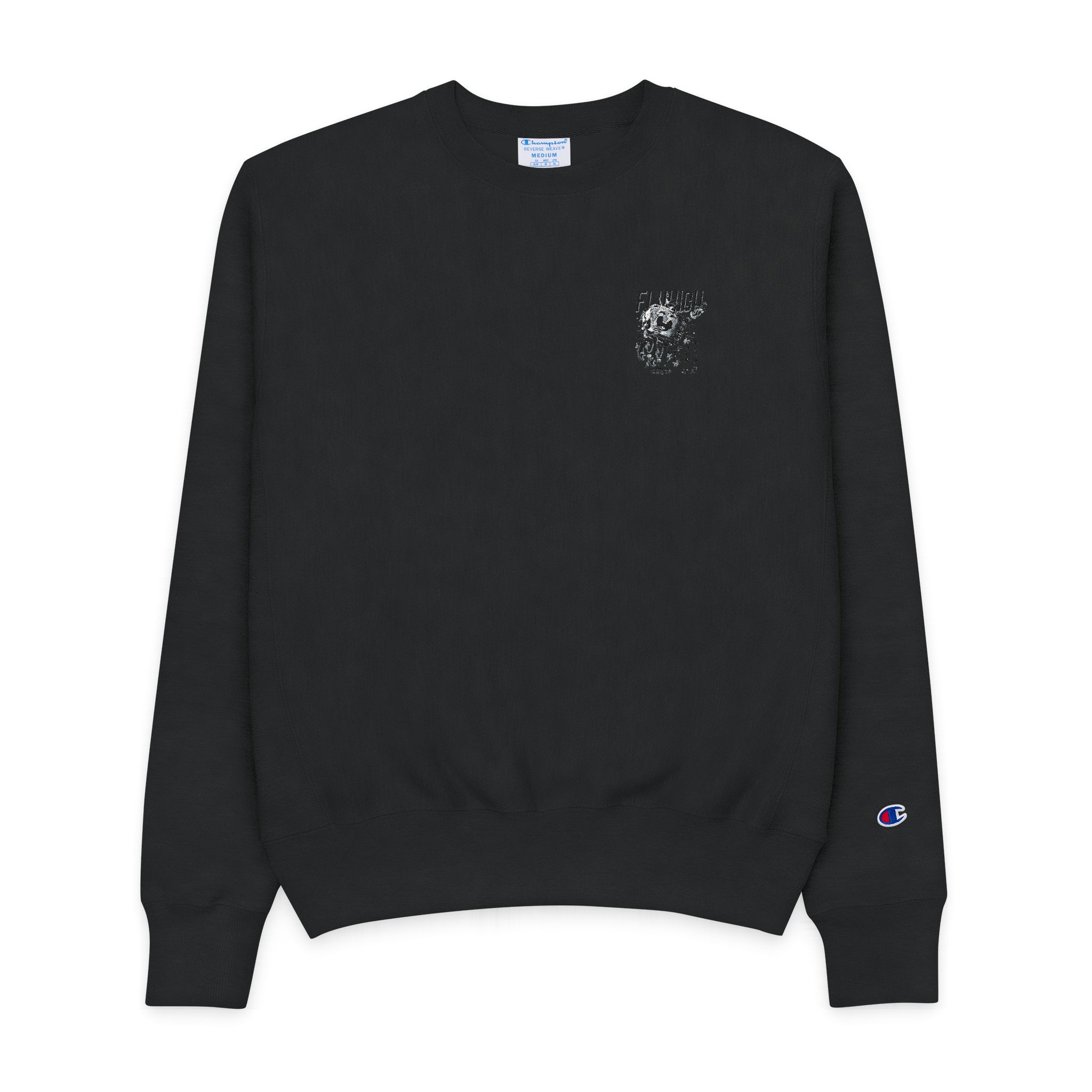 Fly High Black White Illustration Mens Champion Crewneck Sweatshirt
