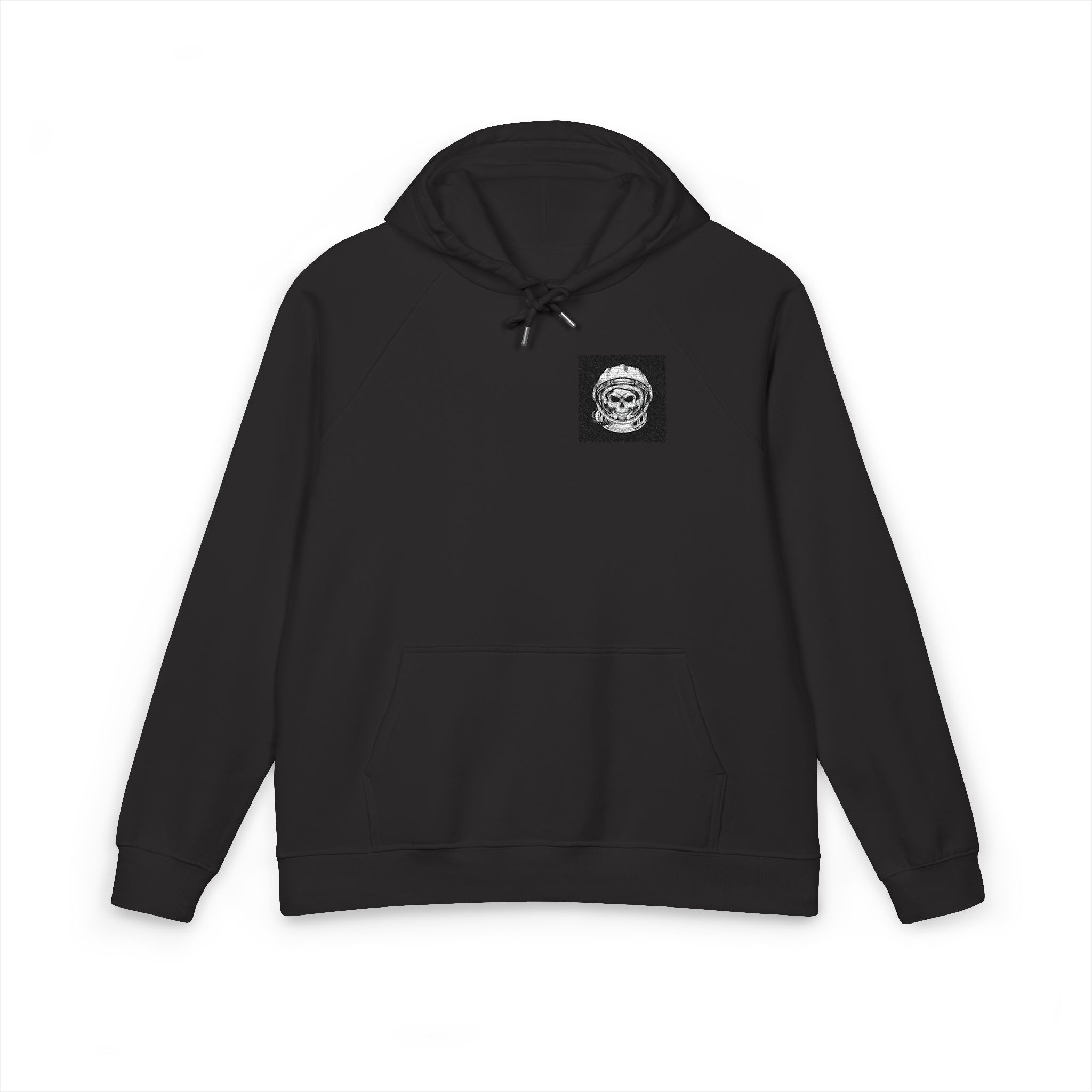 Vintage Astronaut Skull In Space Helmet Unisex Eco Raglan Hoodie Embroidery - Image 17