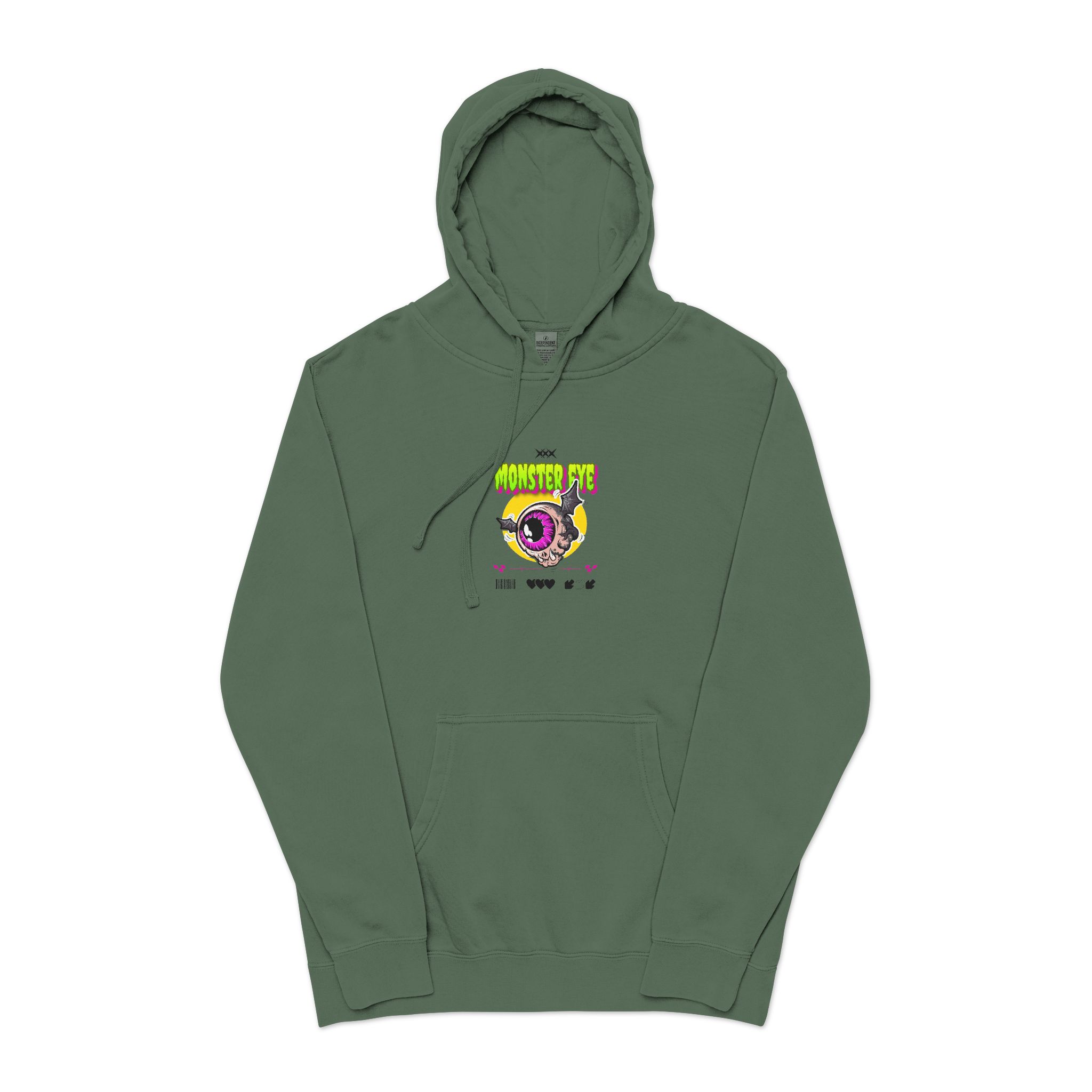 Typography Tshirt Design Monster Eye Unisex Pigment Dyed Hoodie Embroidery - Image 13