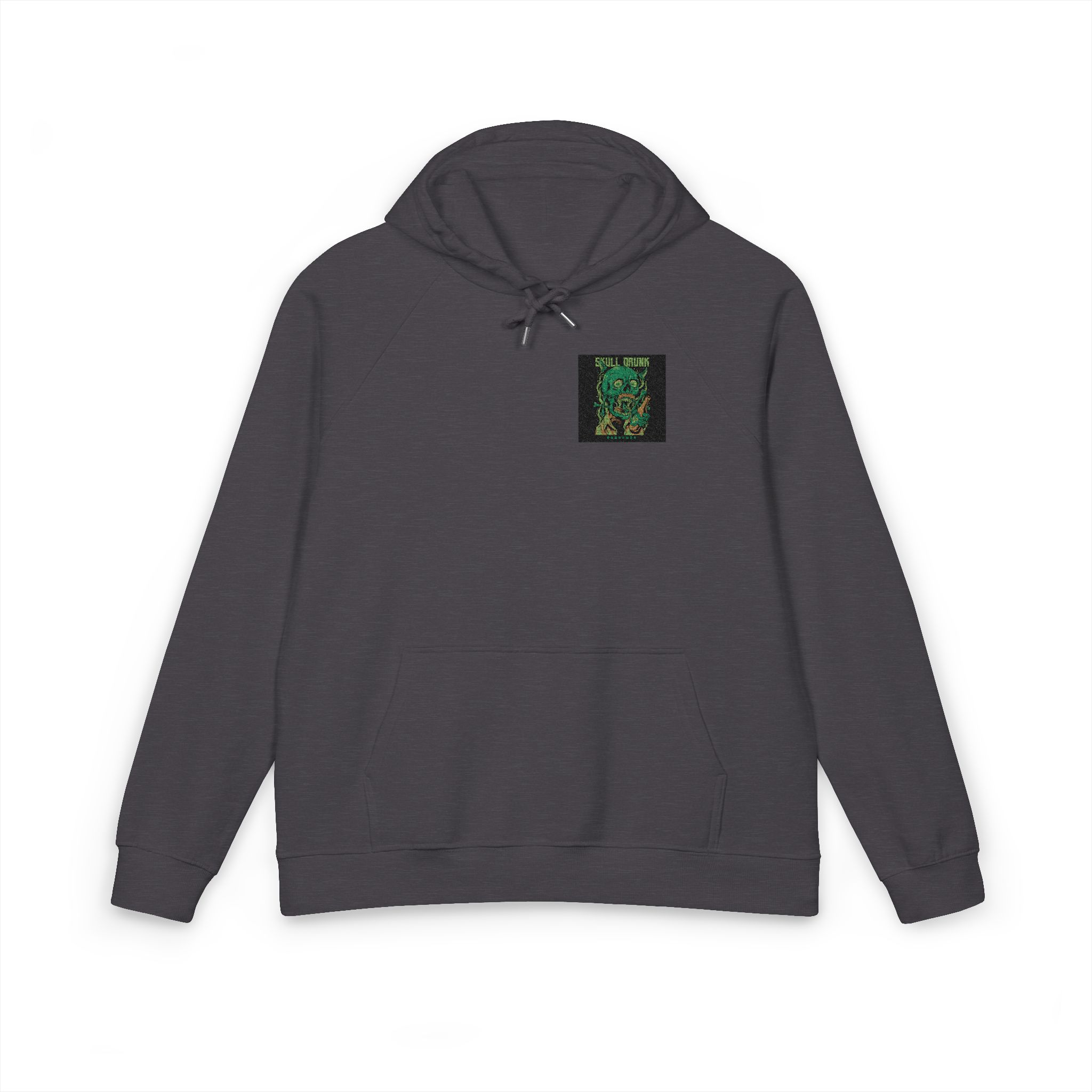 Skull Drunk Unisex Eco Raglan Hoodie Embroidery - Image 9