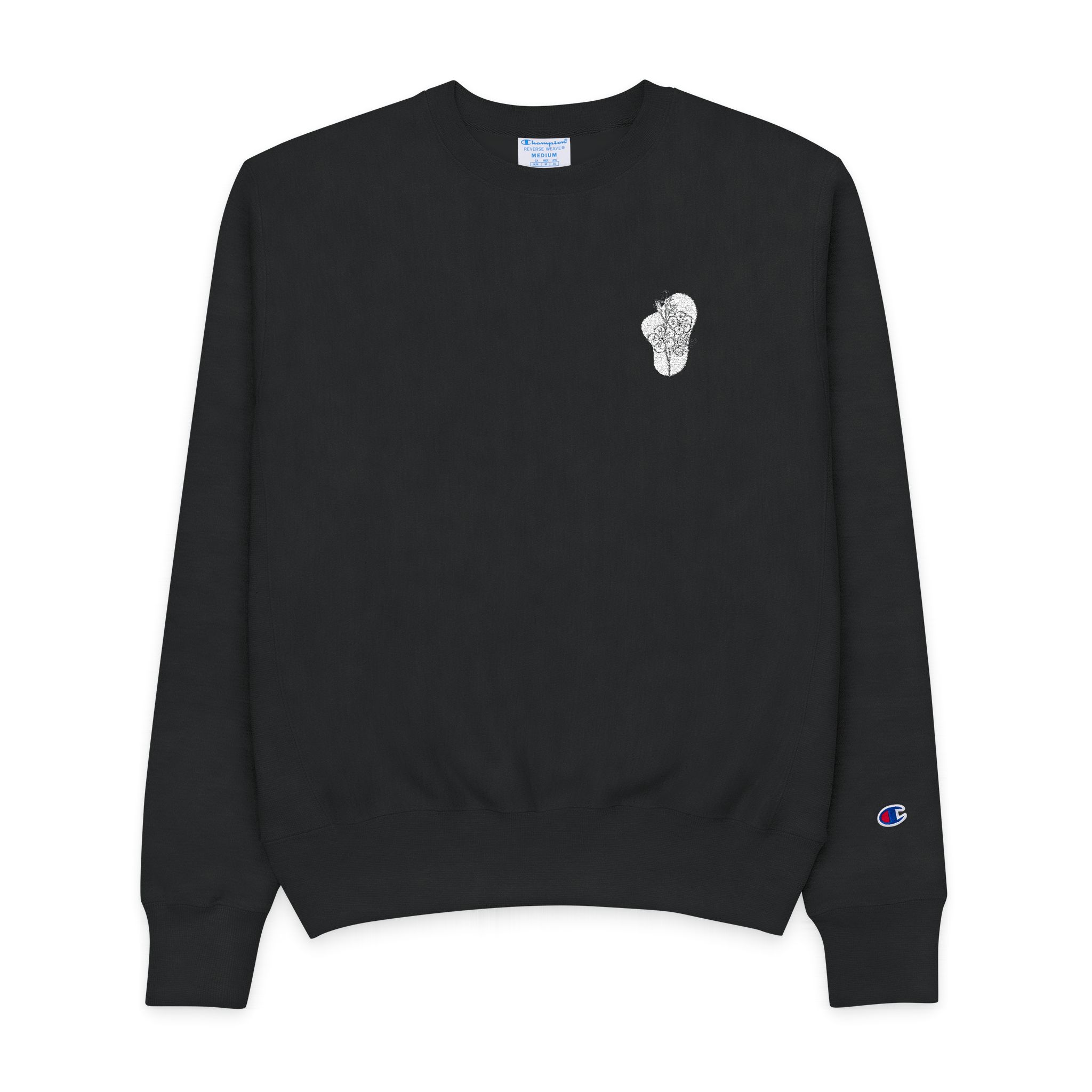 Flat Simple Flower Outline Mens Champion Crewneck Sweatshirt