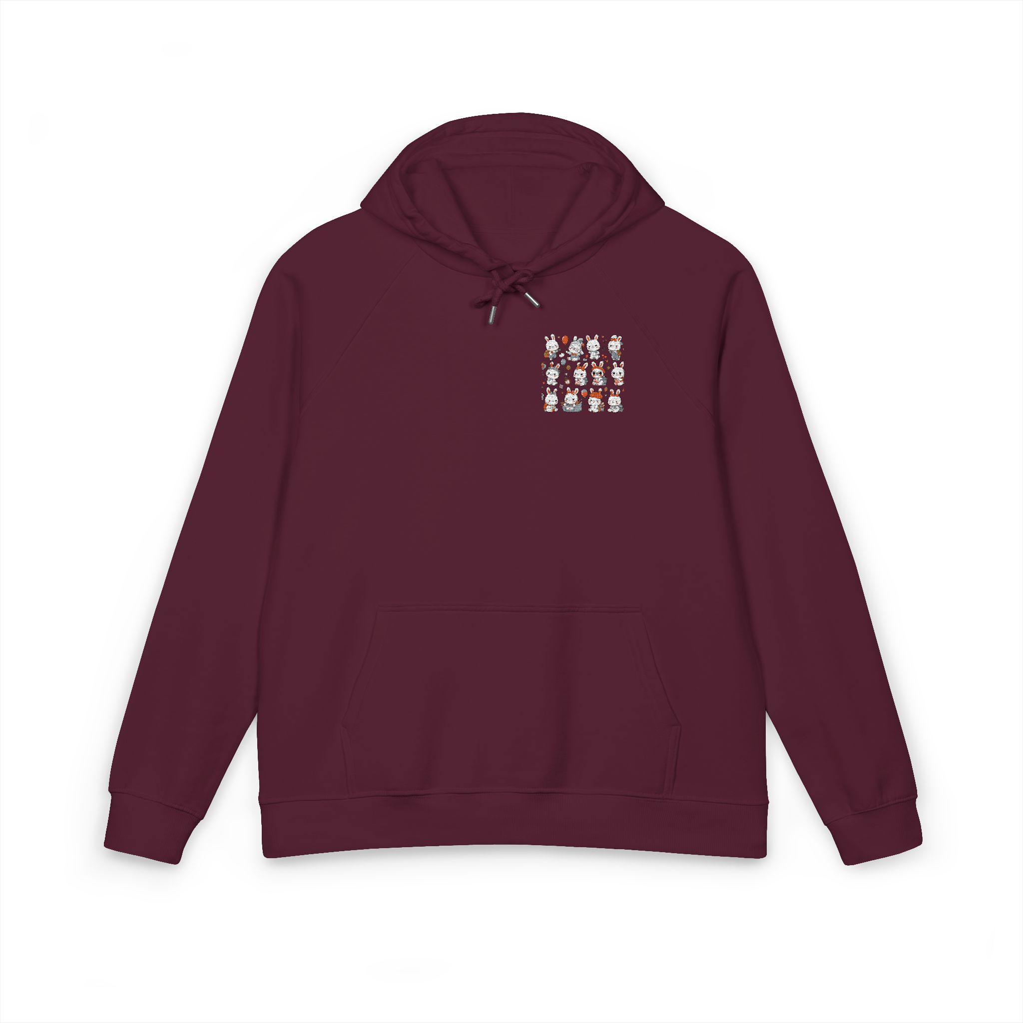 Vector Cartoon Rabbit Sits Field Flowers (1) Unisex Eco Raglan Hoodie Embroidery - Image 21