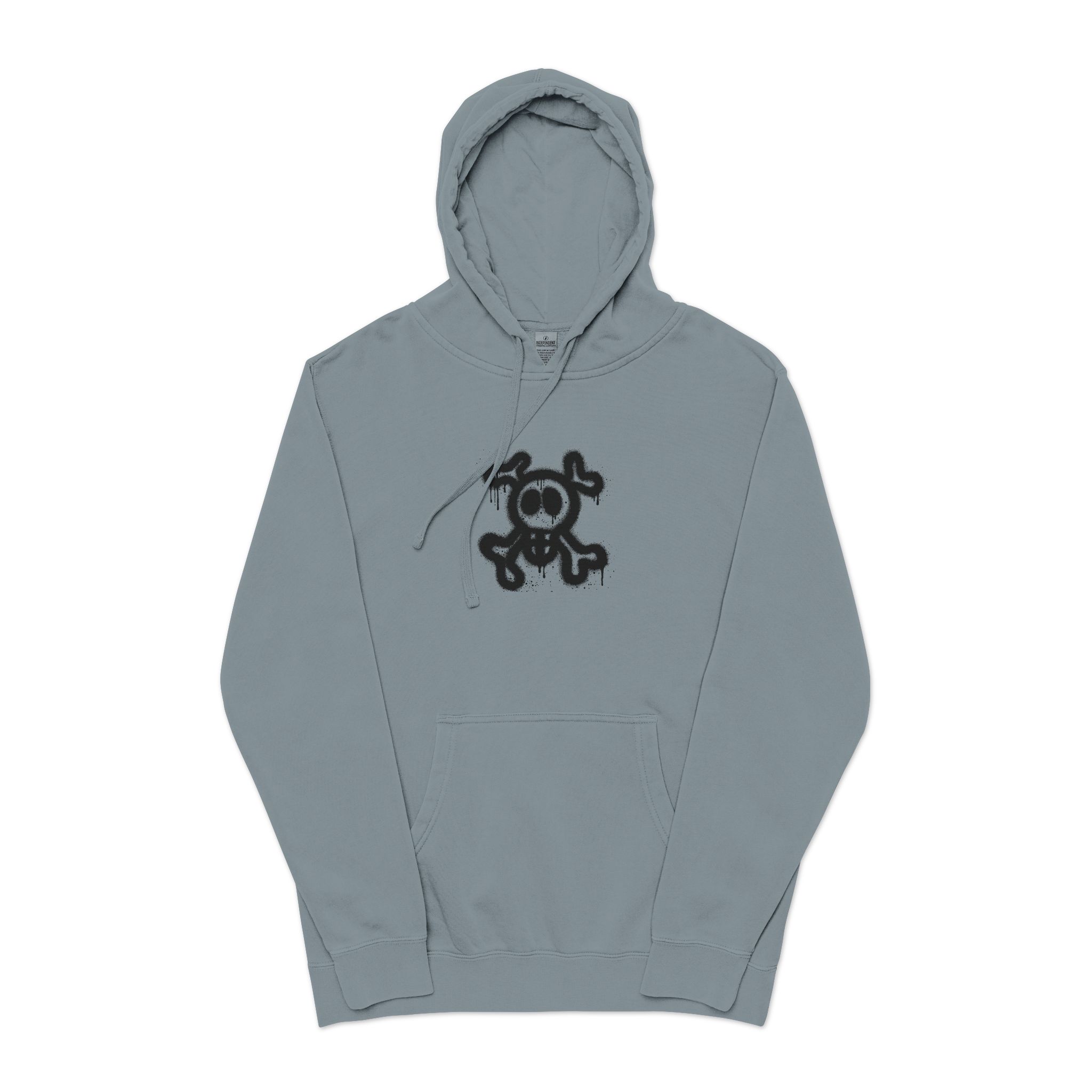 Spray Painted Graffiti Skull Sprayed Graffiti Skull Icon With Spray Black White Unisex Pigment Dyed Hoodie Embroidery - Image 21