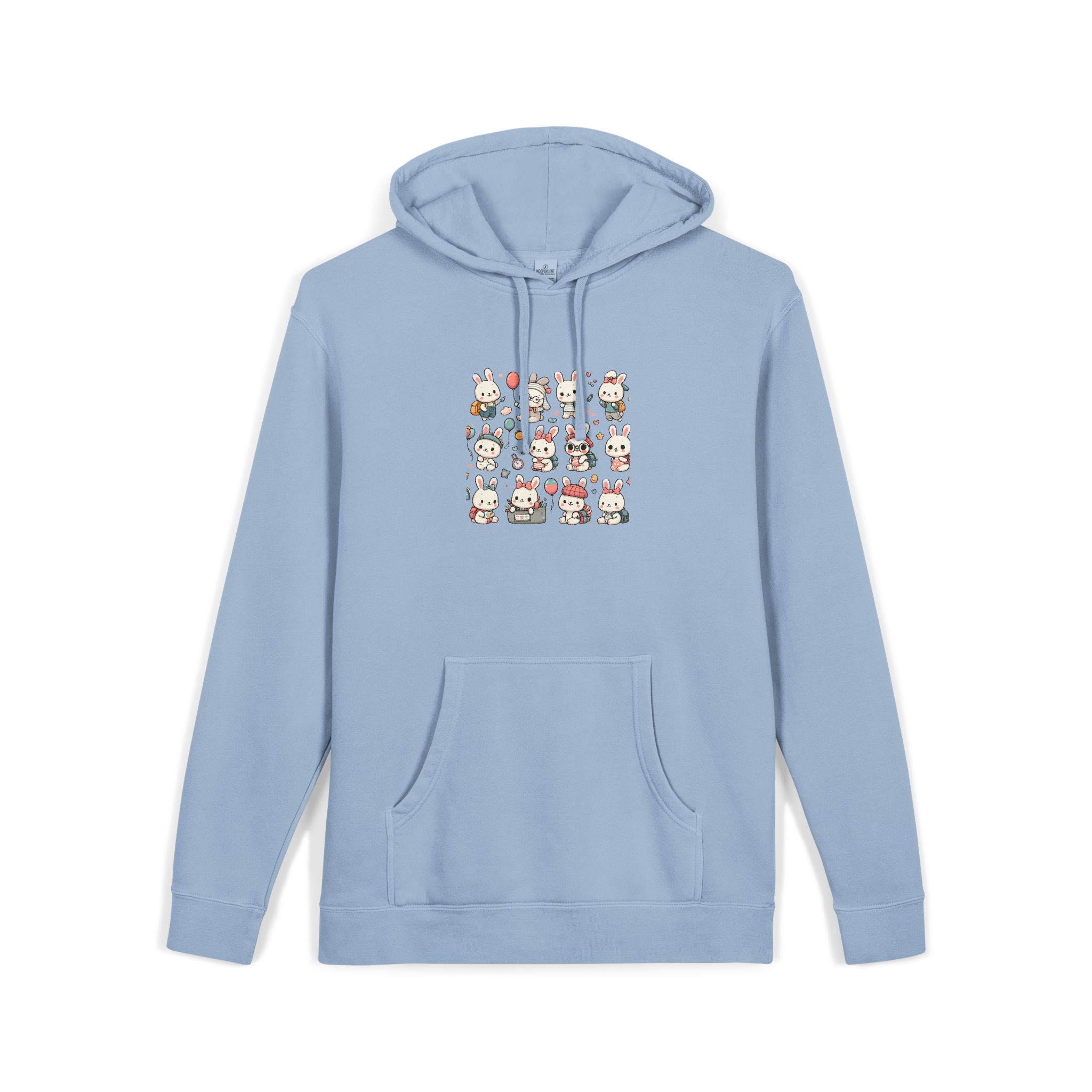 Vector Cartoon Rabbit Sits Field Flowers (1) Unisex Pigment Dyed Hoodie Embroidery - Image 19