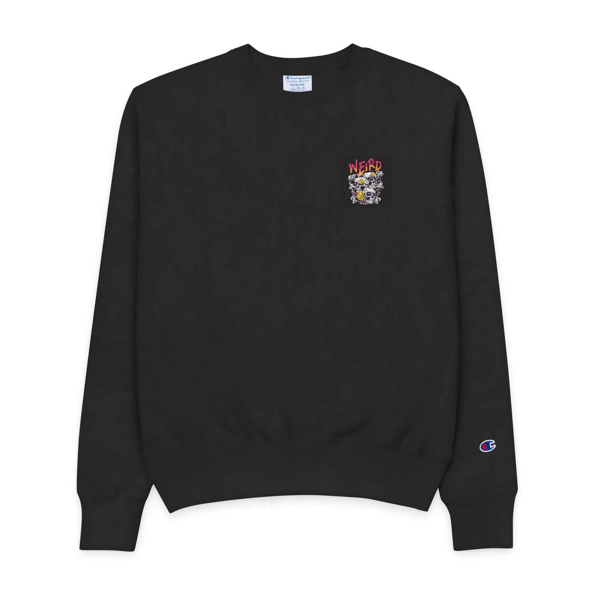 Premium Psd Illustration of Three Skull Head Detailed Mens Champion Crewneck Sweatshirt