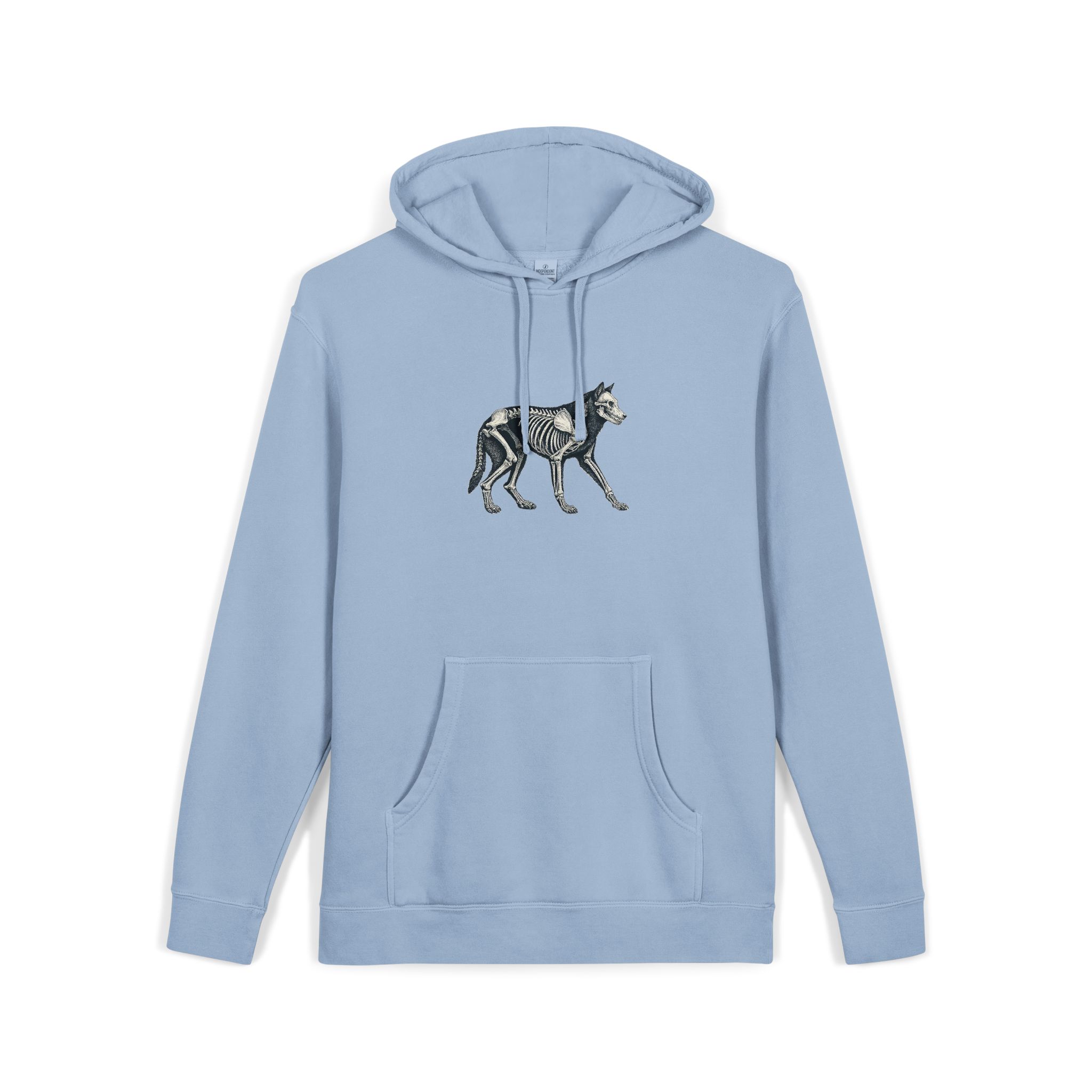 Vector Wolf Skeleton Illustration Vintage Engraving Style Unisex Pigment Dyed Hoodie Embroidery - Image 19