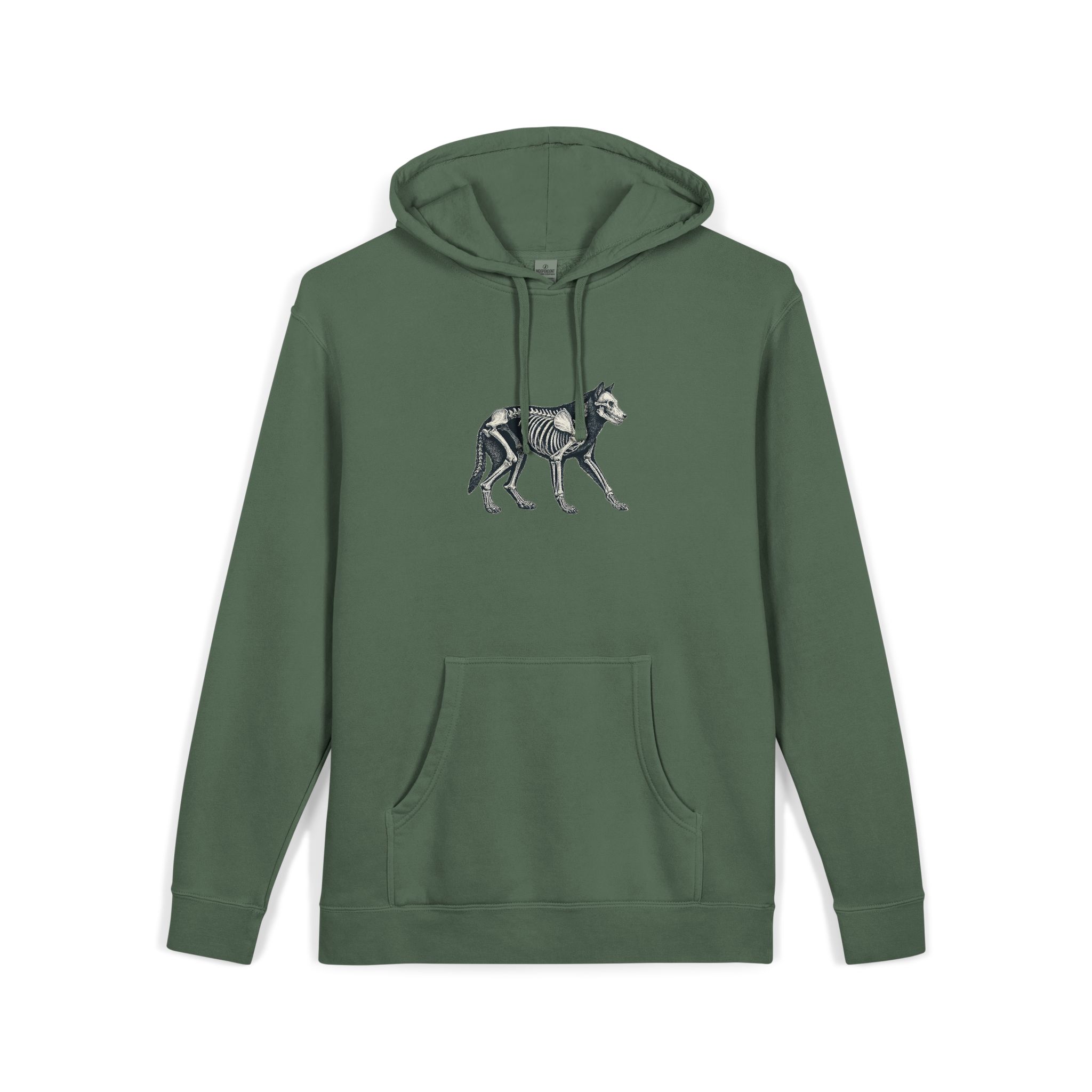Vector Wolf Skeleton Illustration Vintage Engraving Style Unisex Pigment Dyed Hoodie Embroidery - Image 15
