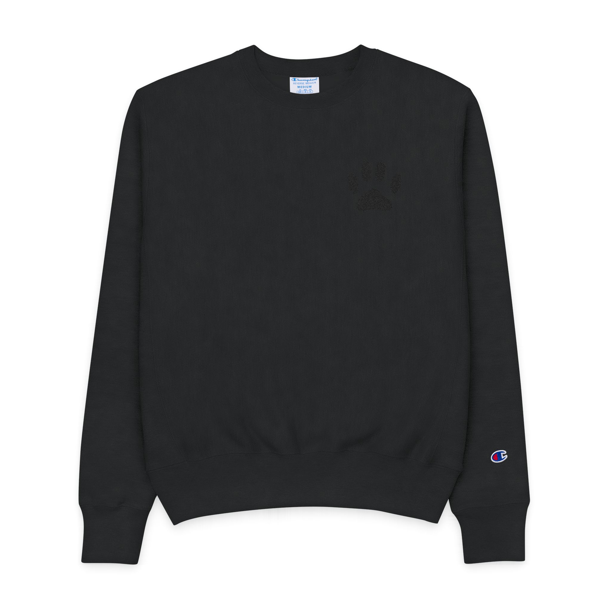 Dog Paw Black White Vector Illustration Mens Champion Crewneck Sweatshirt