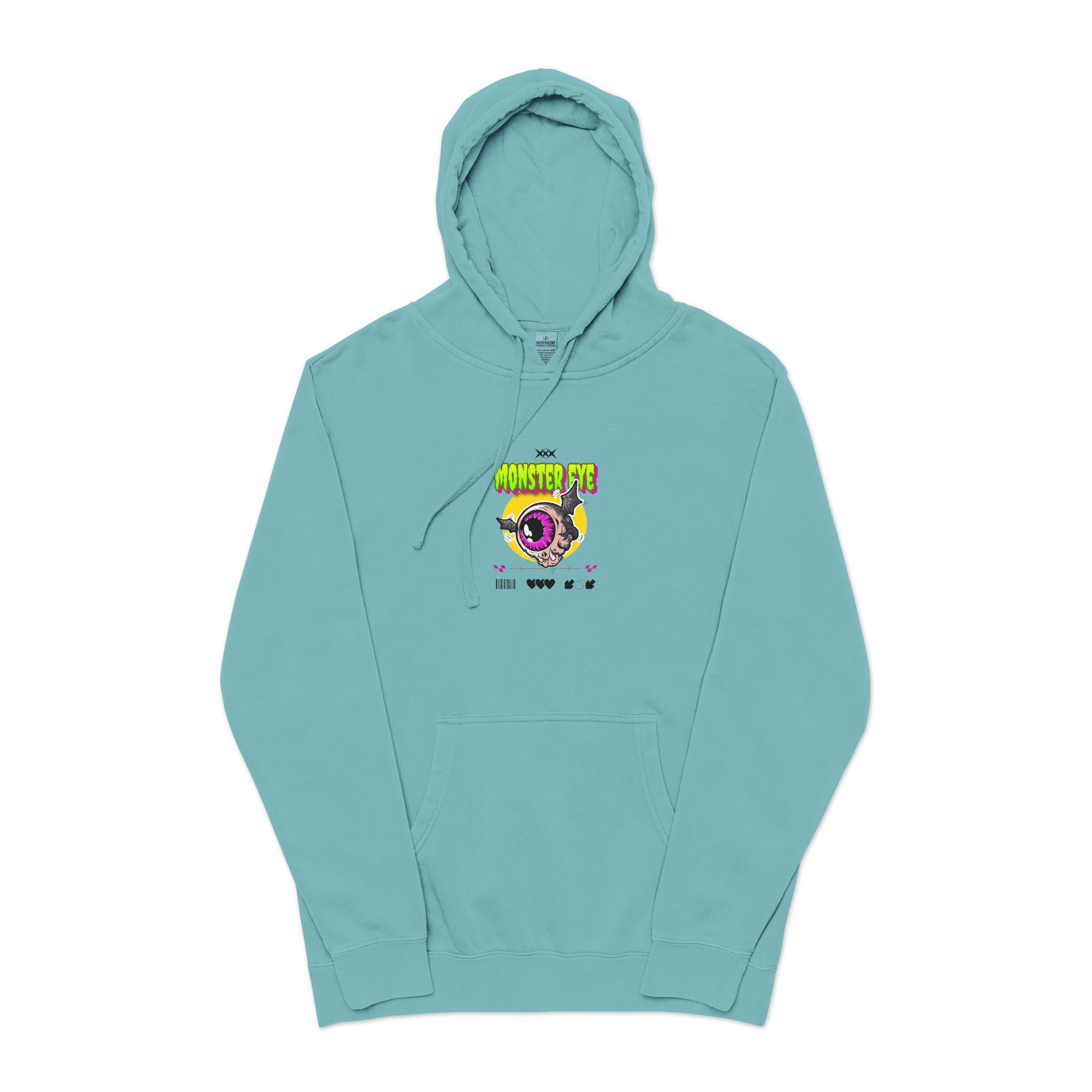 Typography Tshirt Design Monster Eye Unisex Pigment Dyed Hoodie Embroidery - Image 9