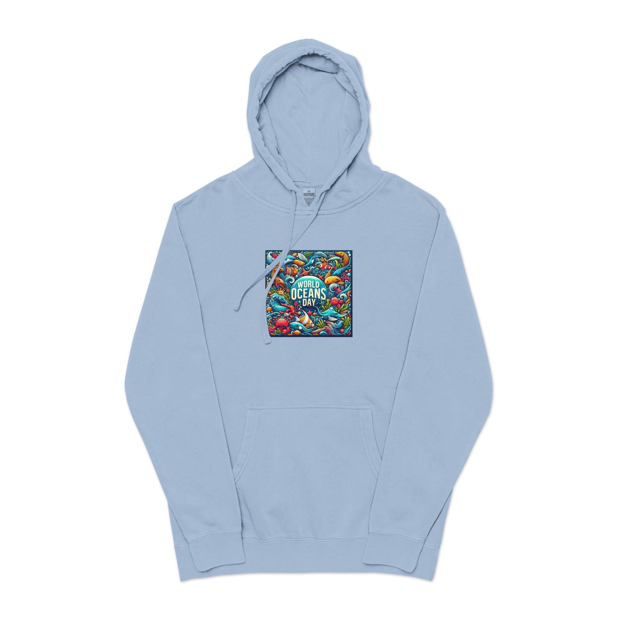 World Oceans Day Unisex Pigment Dyed Hoodie Embroidery - Image 17
