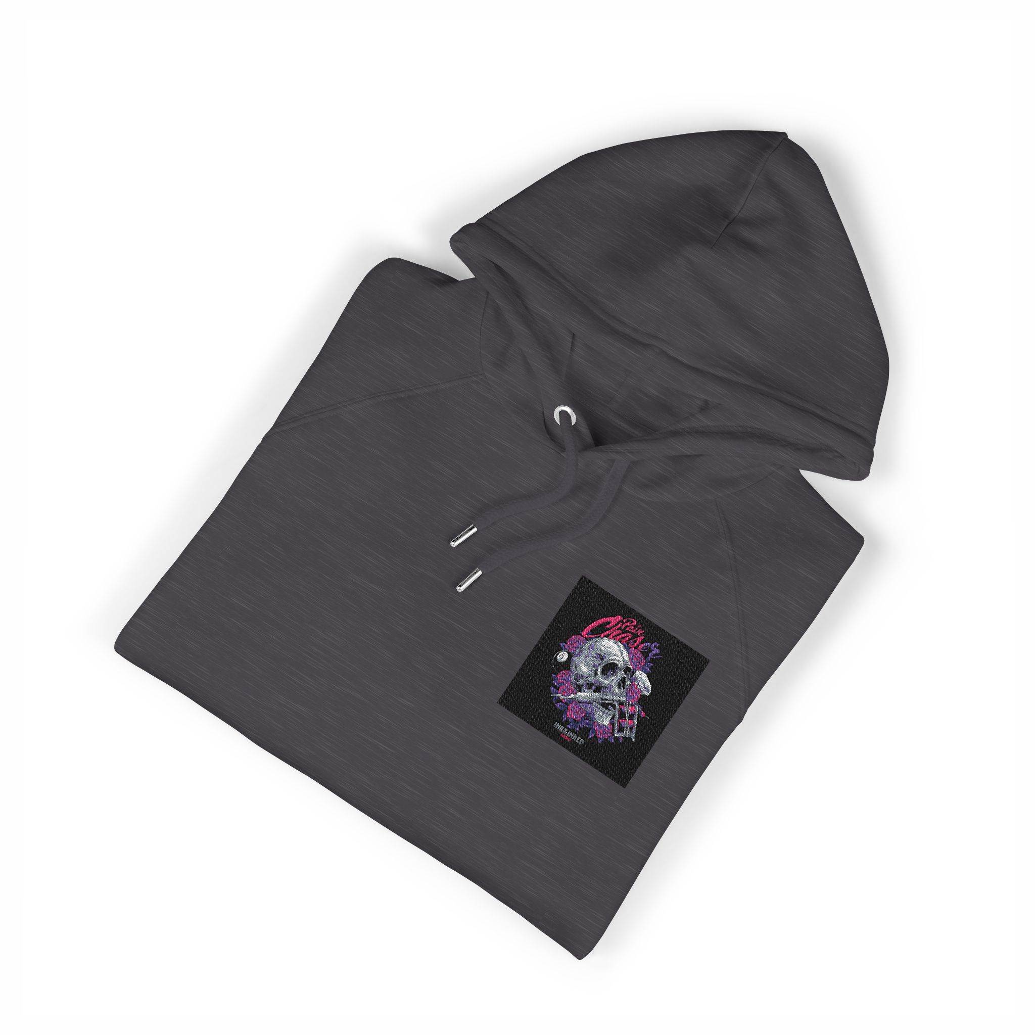 Skull Tattoomachine With Text Illustration Unisex Eco Raglan Hoodie Embroidery - Image 11