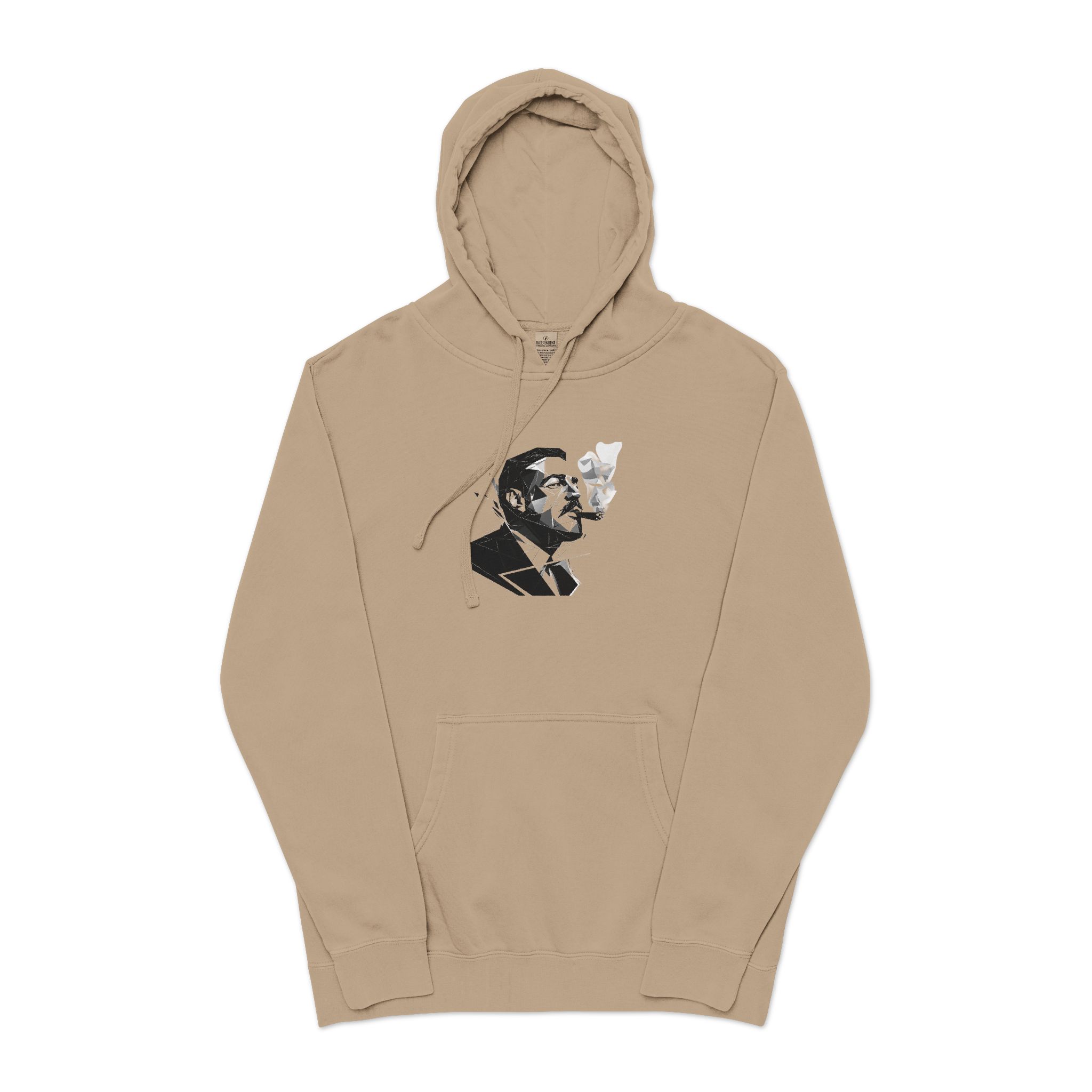 Smoking Man Unisex Pigment Dyed Hoodie Embroidery - Image 5