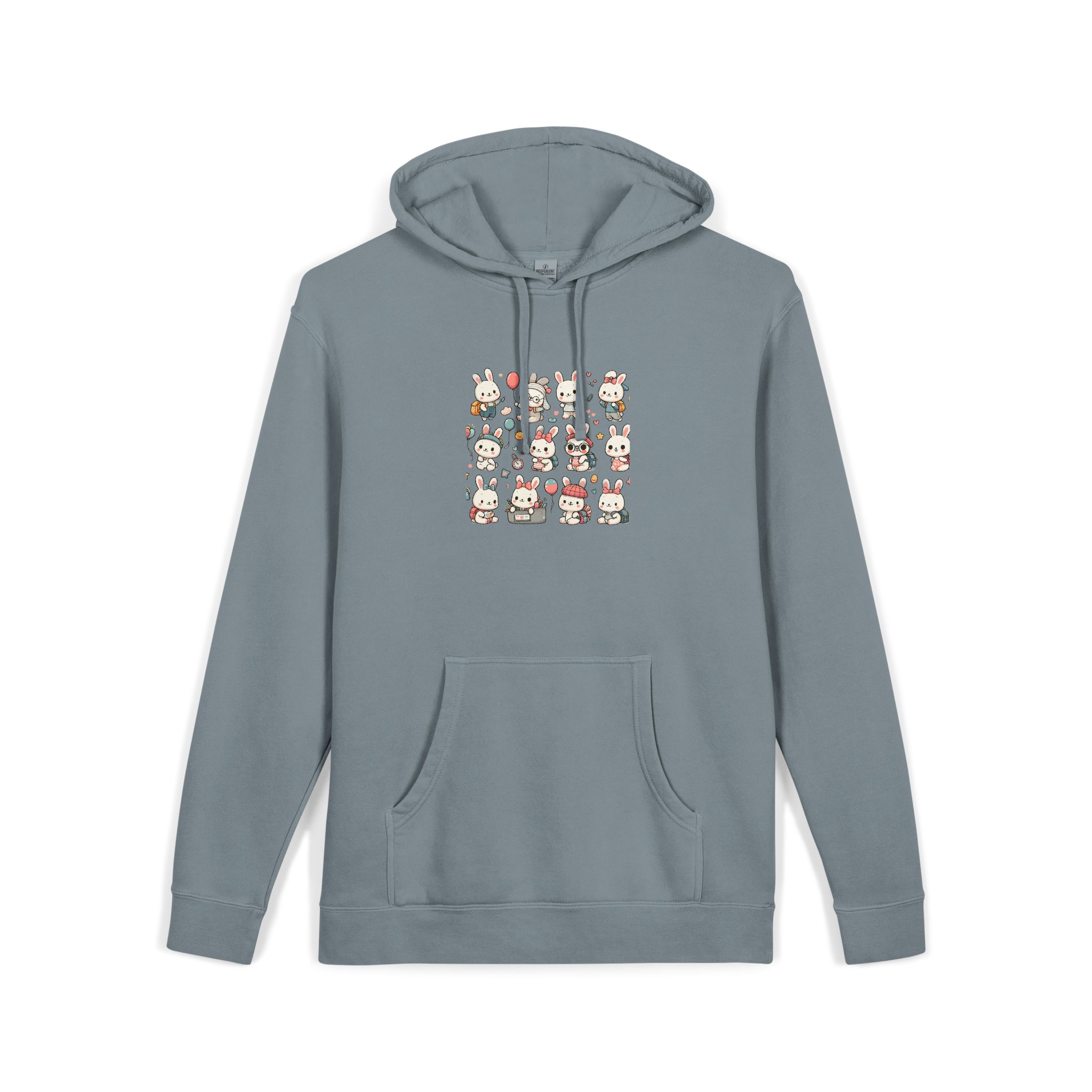 Vector Cartoon Rabbit Sits Field Flowers (1) Unisex Pigment Dyed Hoodie Embroidery - Image 23